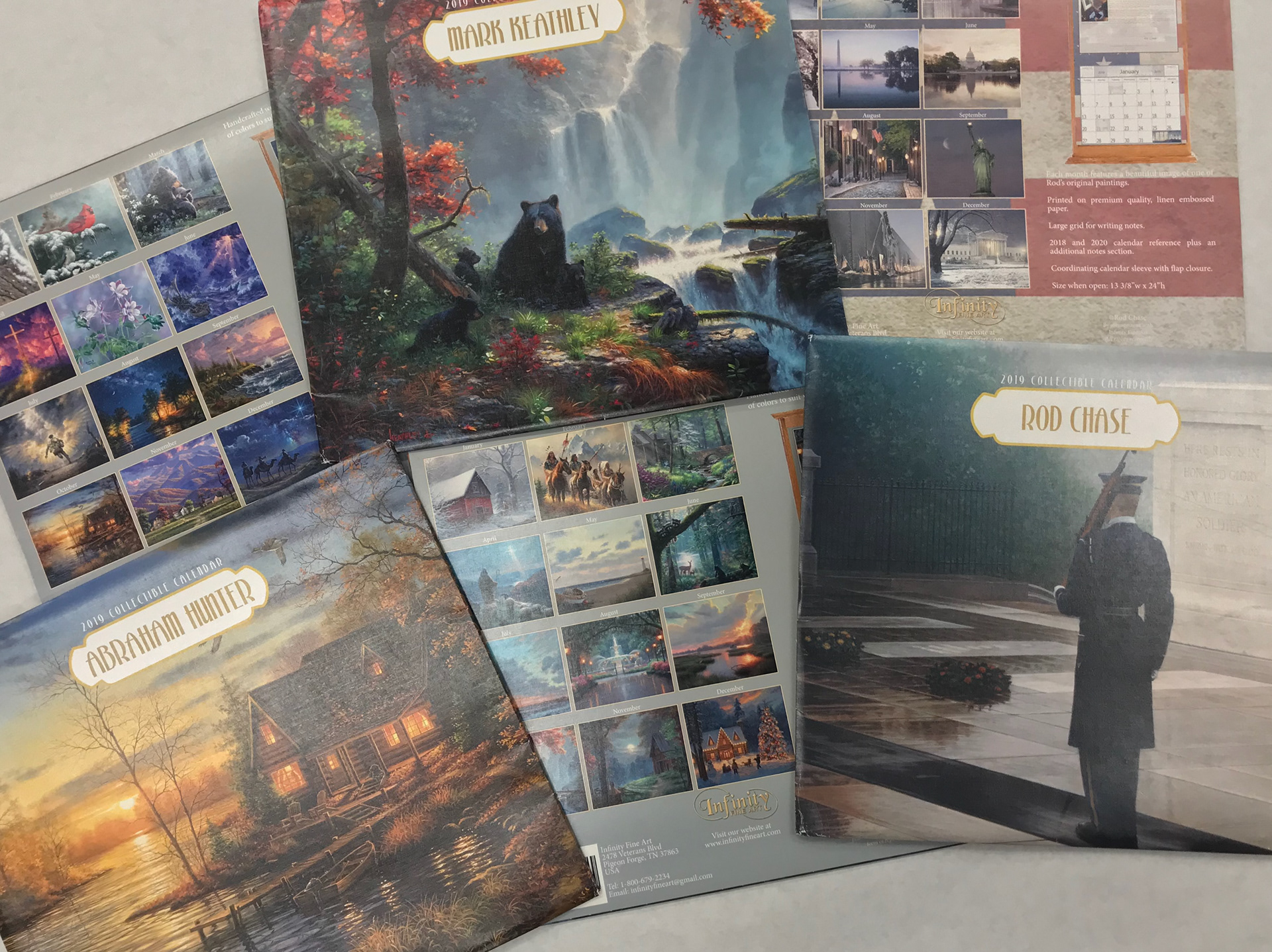 Finished calendar display · Licensed artwork applications and retail presentation