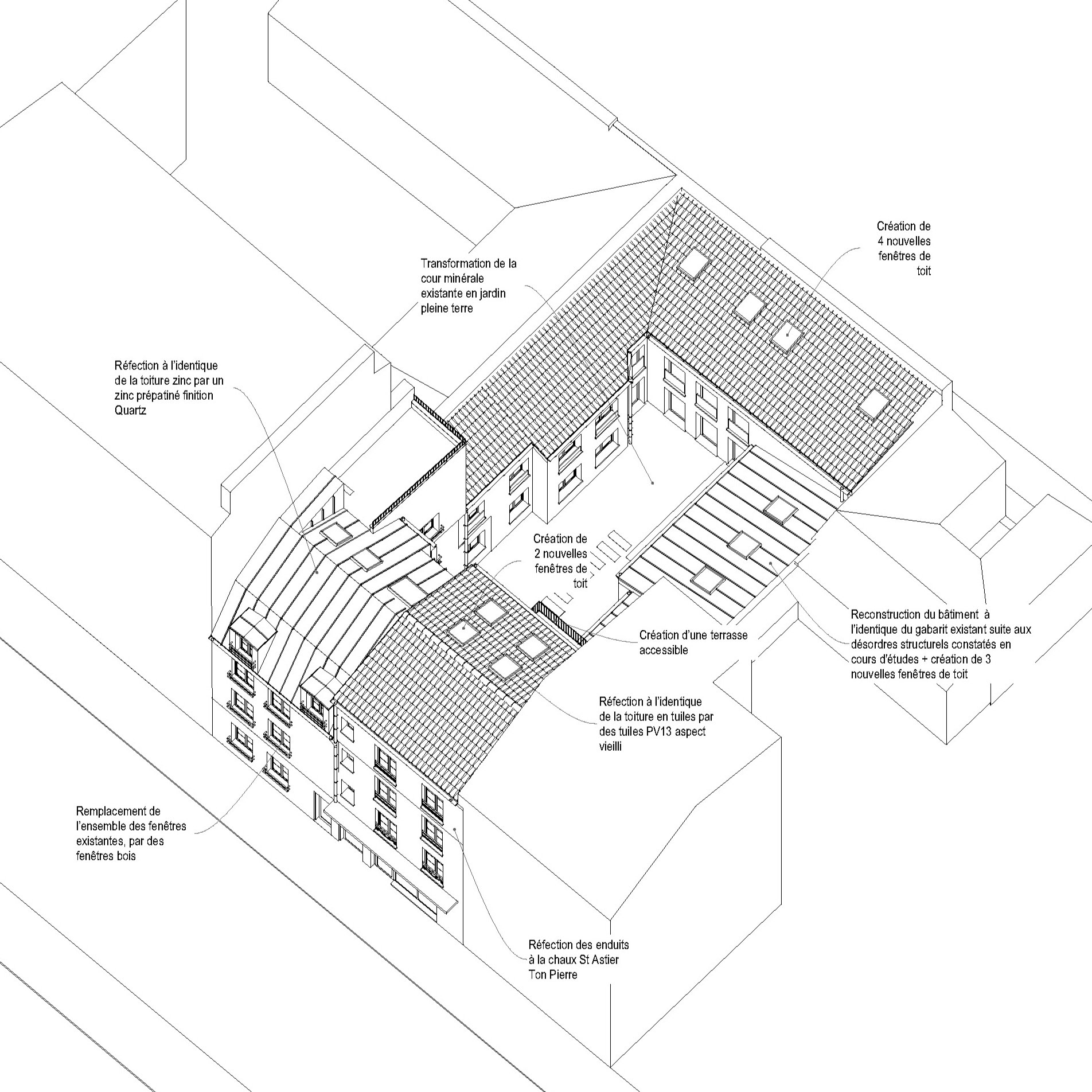 Axonométrie état projet © MO///Architectes