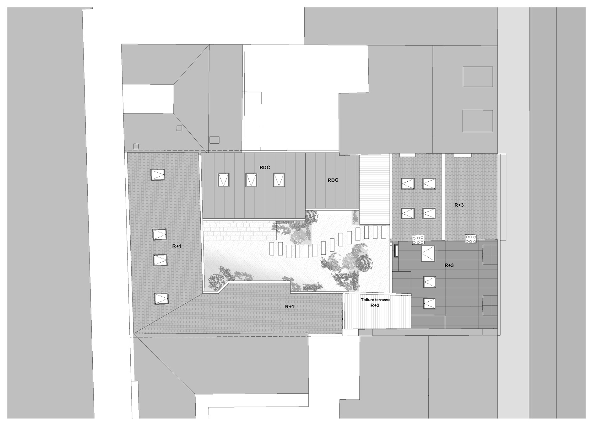 Plan de toiture état projet © MO///Architectes