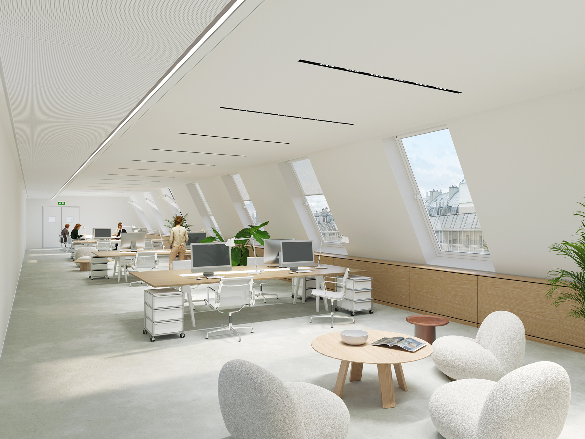 Open space côté aile niveau R+6 © Nicolas Jomain