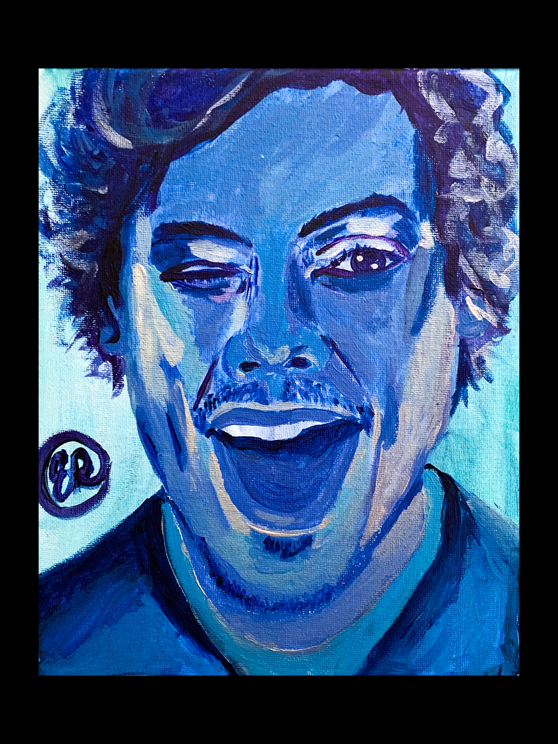 Harry Styles blue monochrome portrait | not for sale