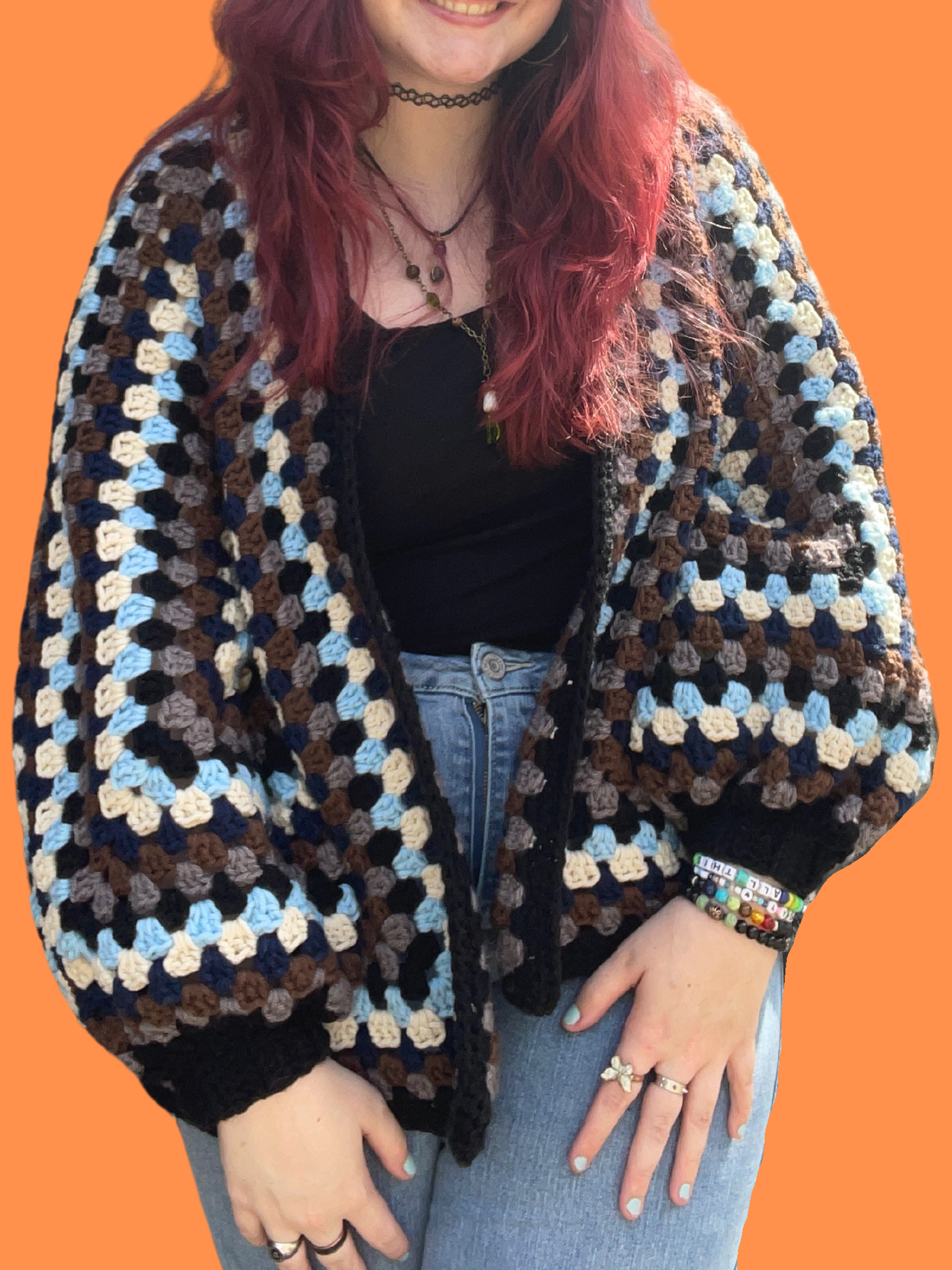 brown hexagon cardigan