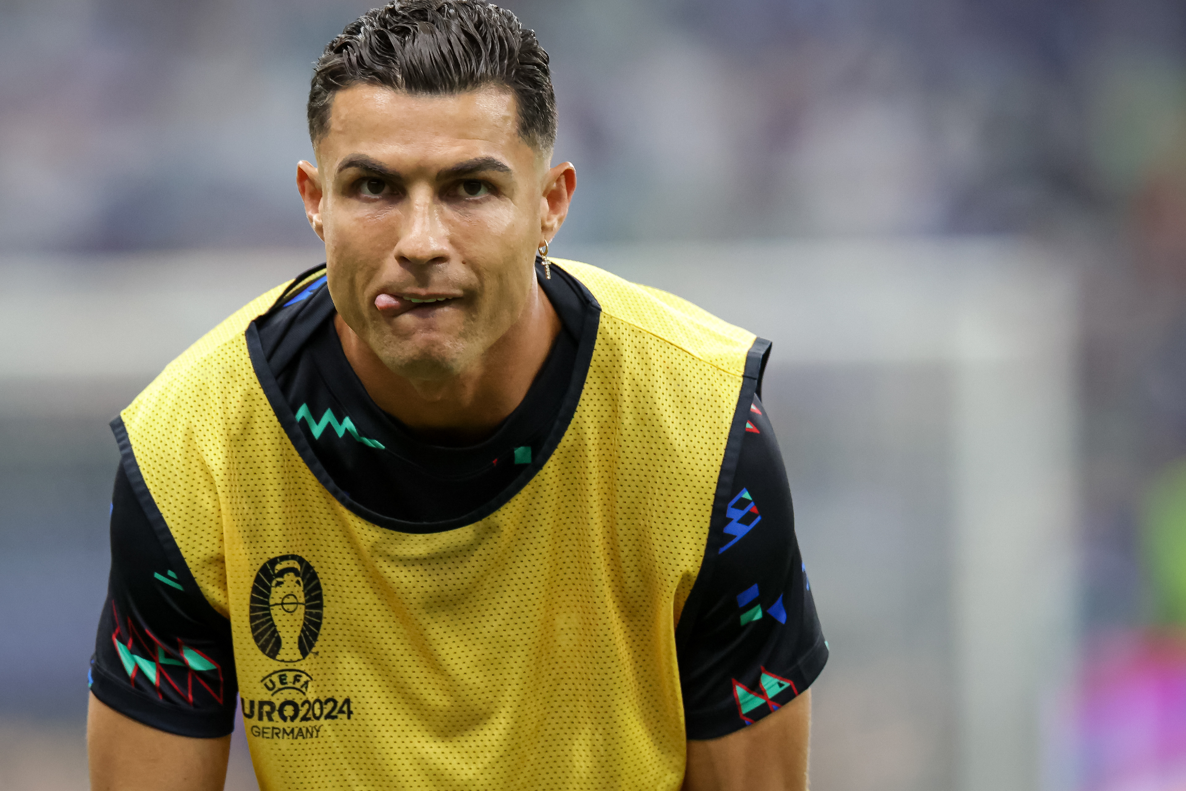 Cristiano Ronaldo of Portugal warming up prior to a UEFA Euro 24 football match in Germany