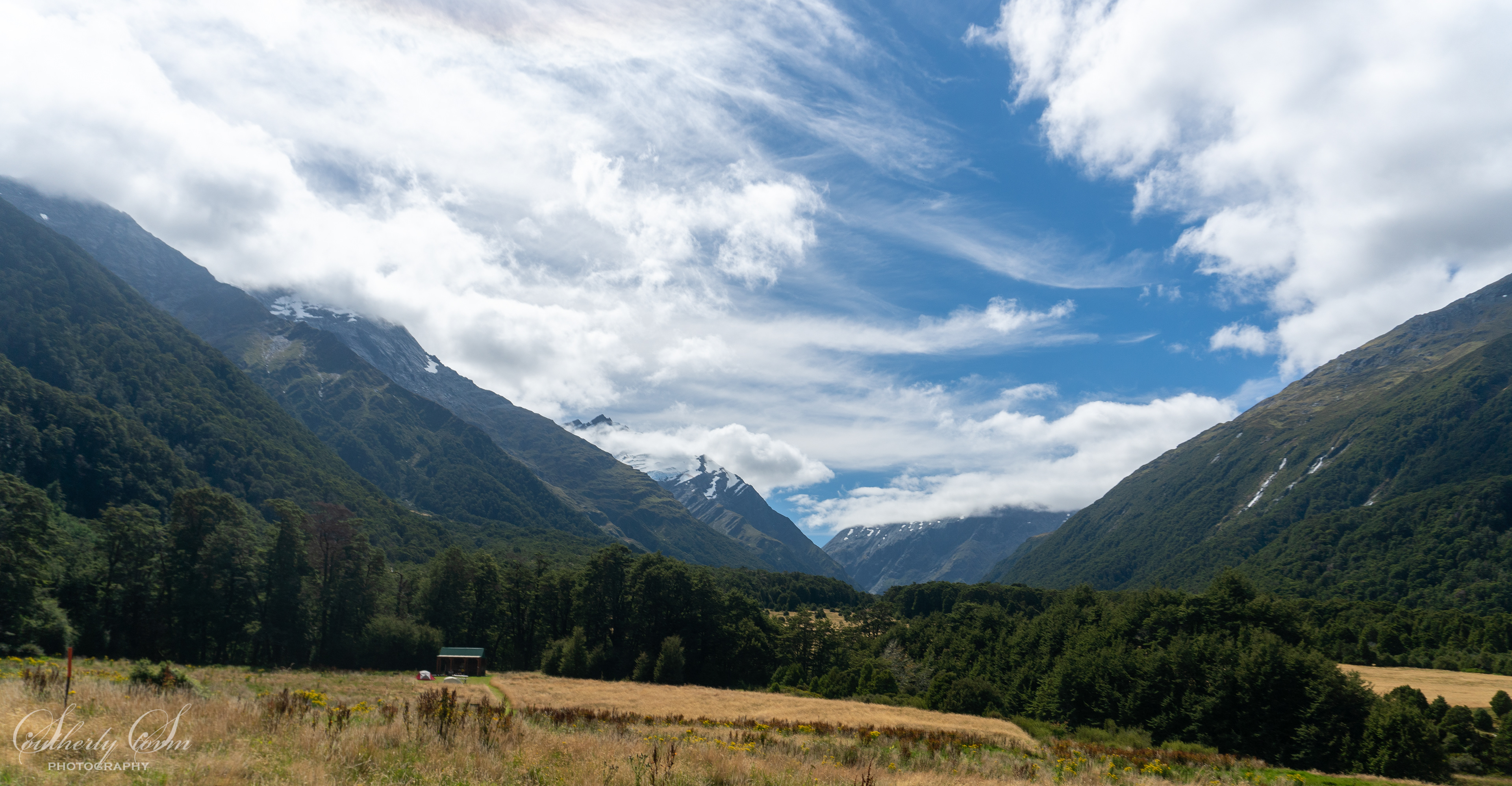 View of Matukituki Valley from Aspiring Hut