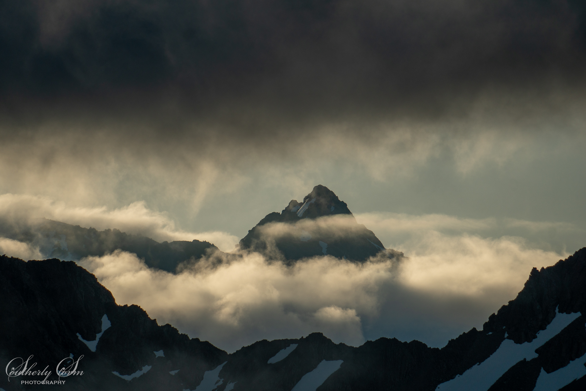 Distant mountains in cloud
