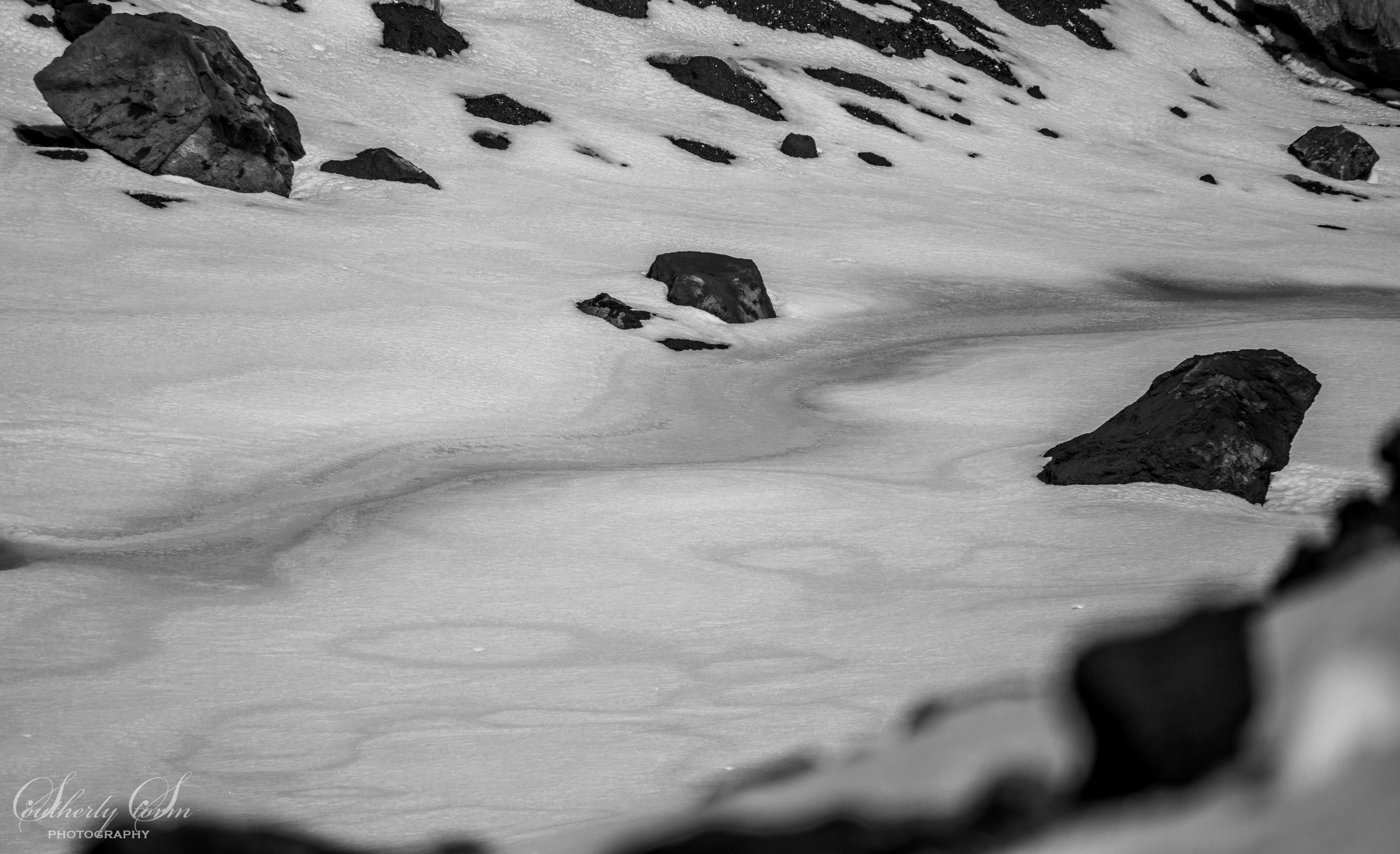Patterns in the snow on Mt Taranaki