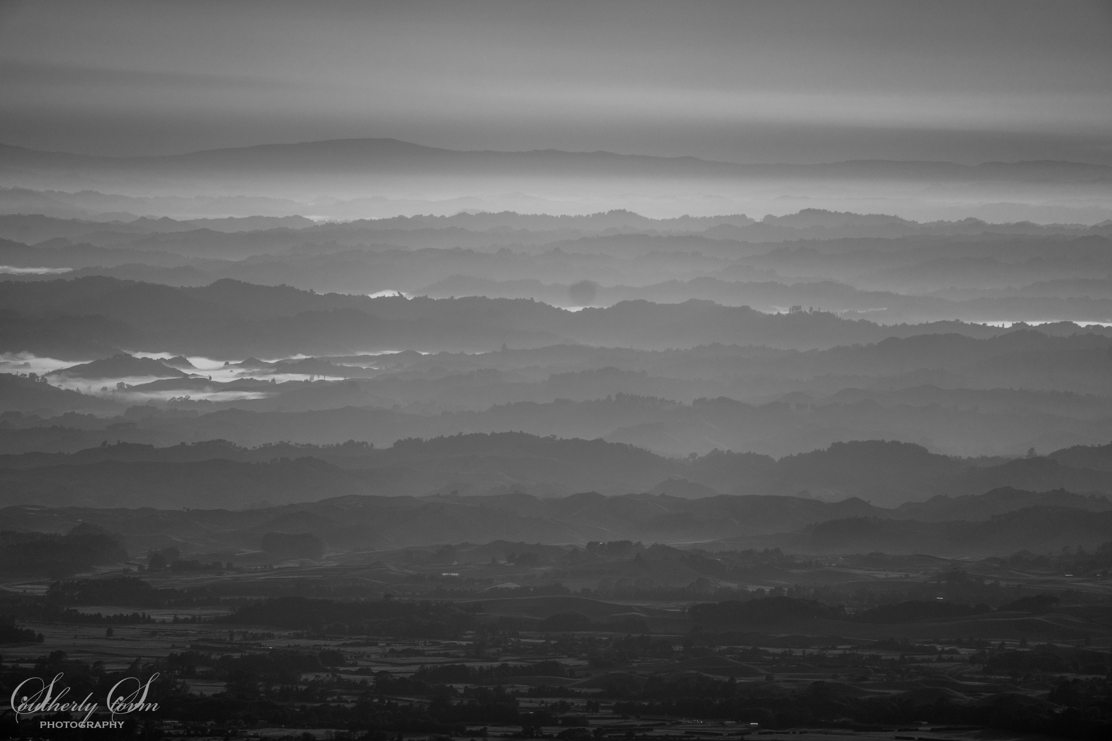 Black and white textured hills