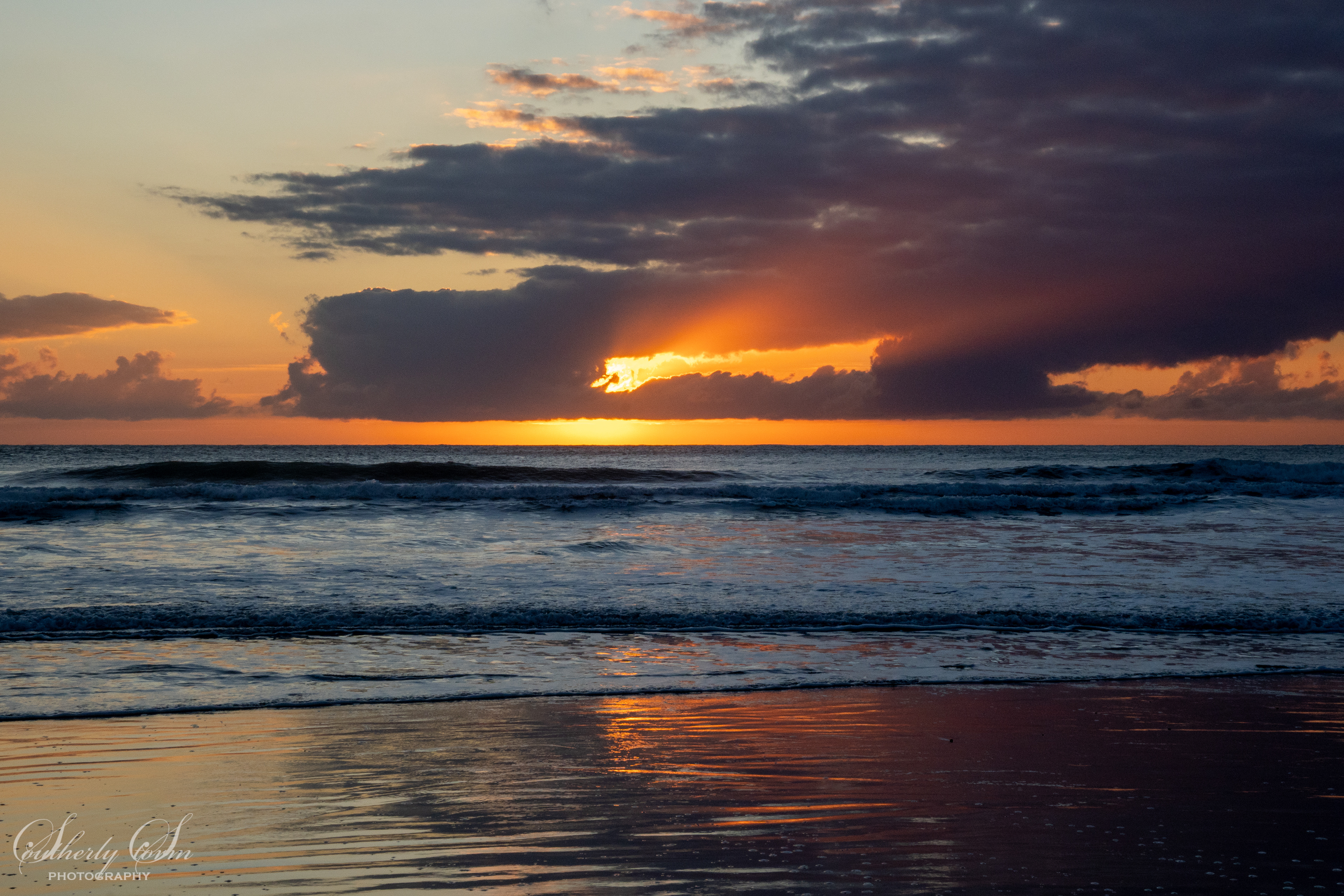 Morning rays of sun on the ocean