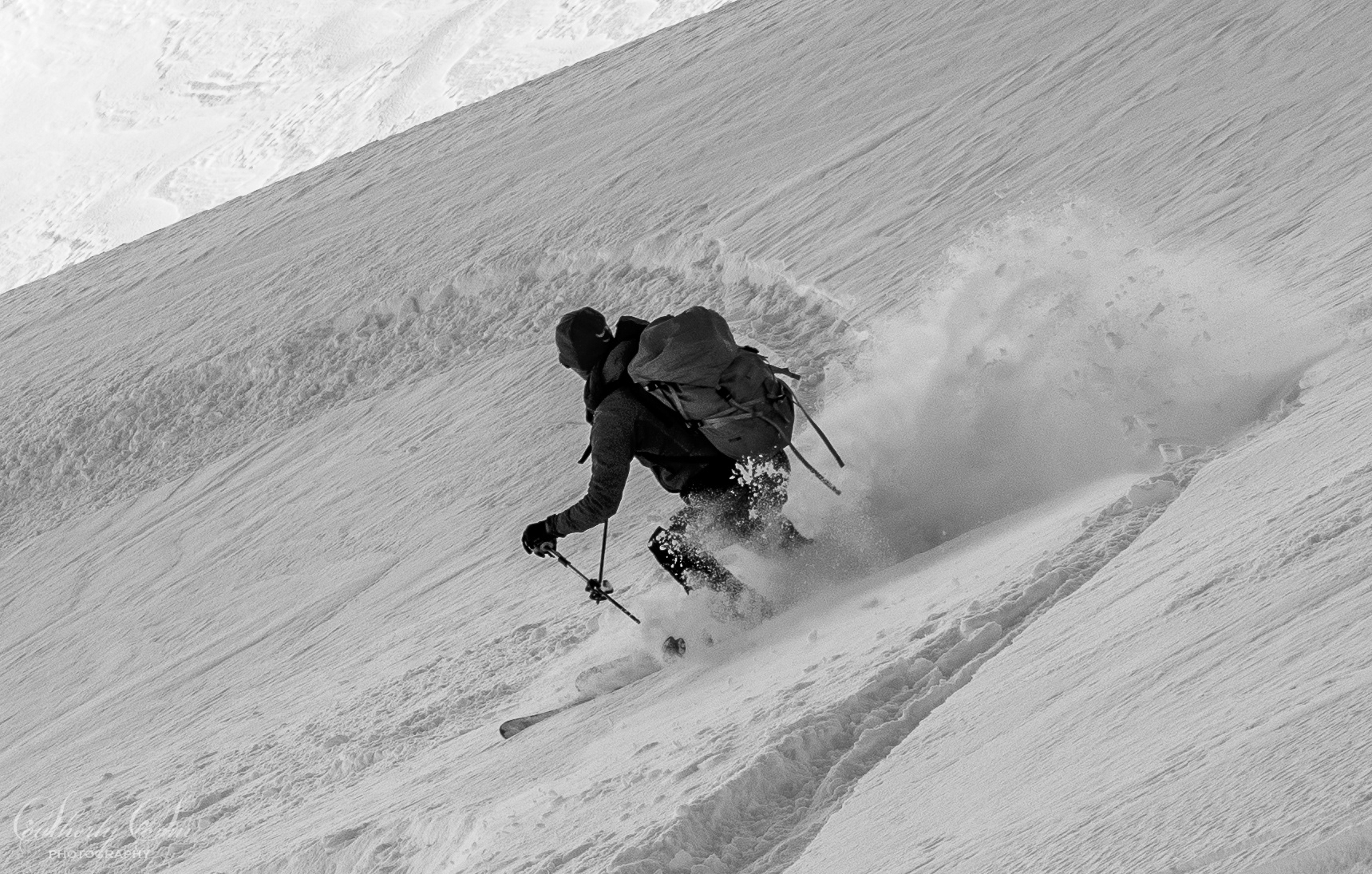 Skier in a powder puff