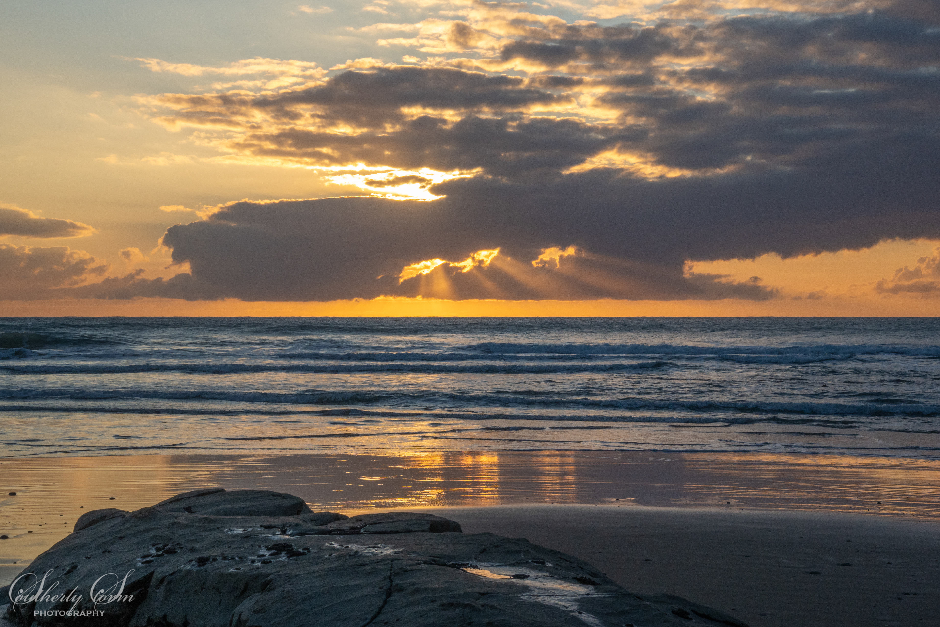 Rays of sun on the beach