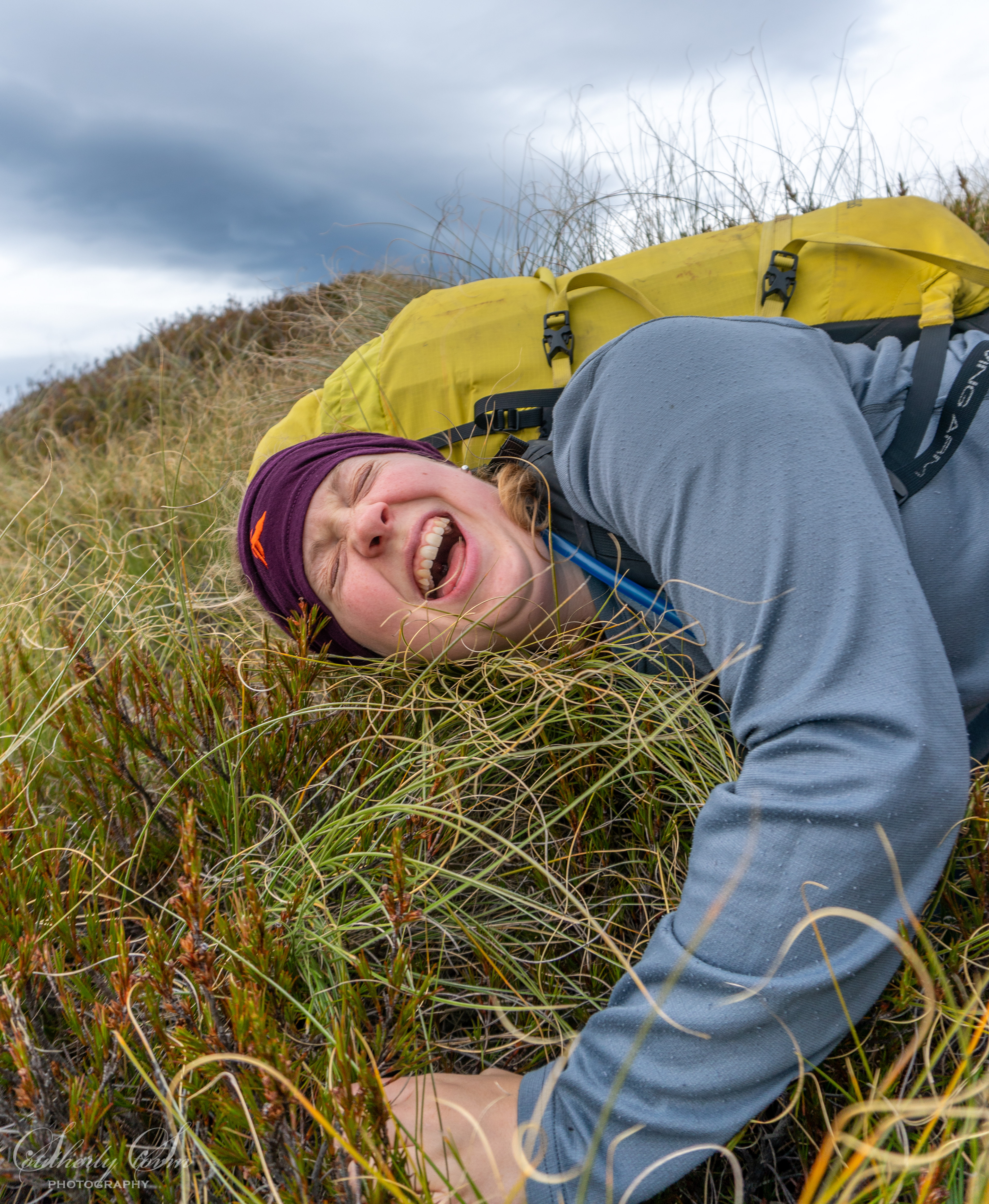 Rolling in tussock is fun
