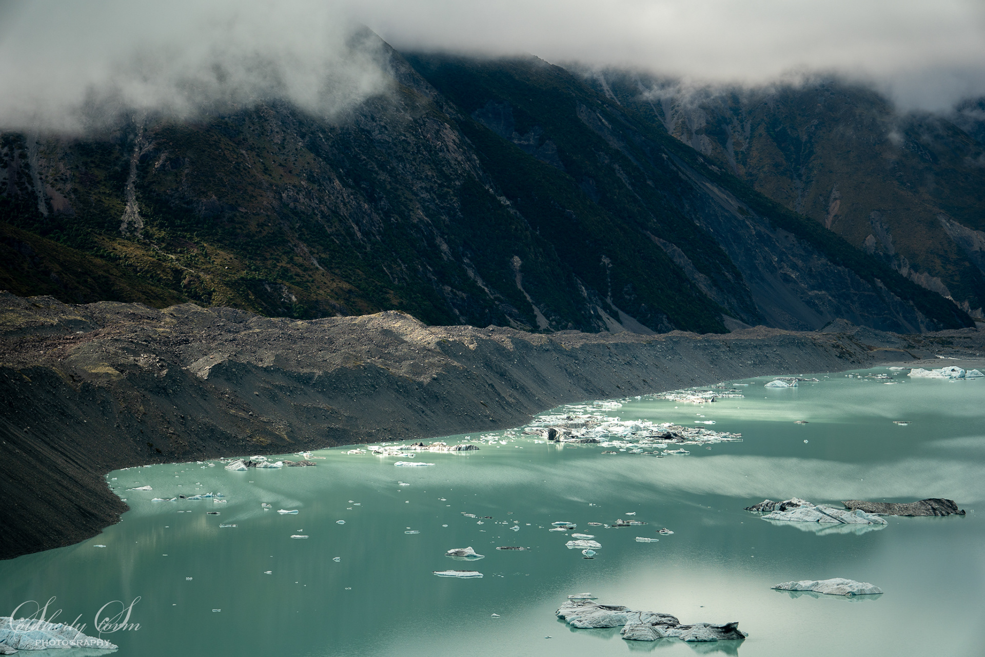 Tasman Glacier Lake with Icebergs