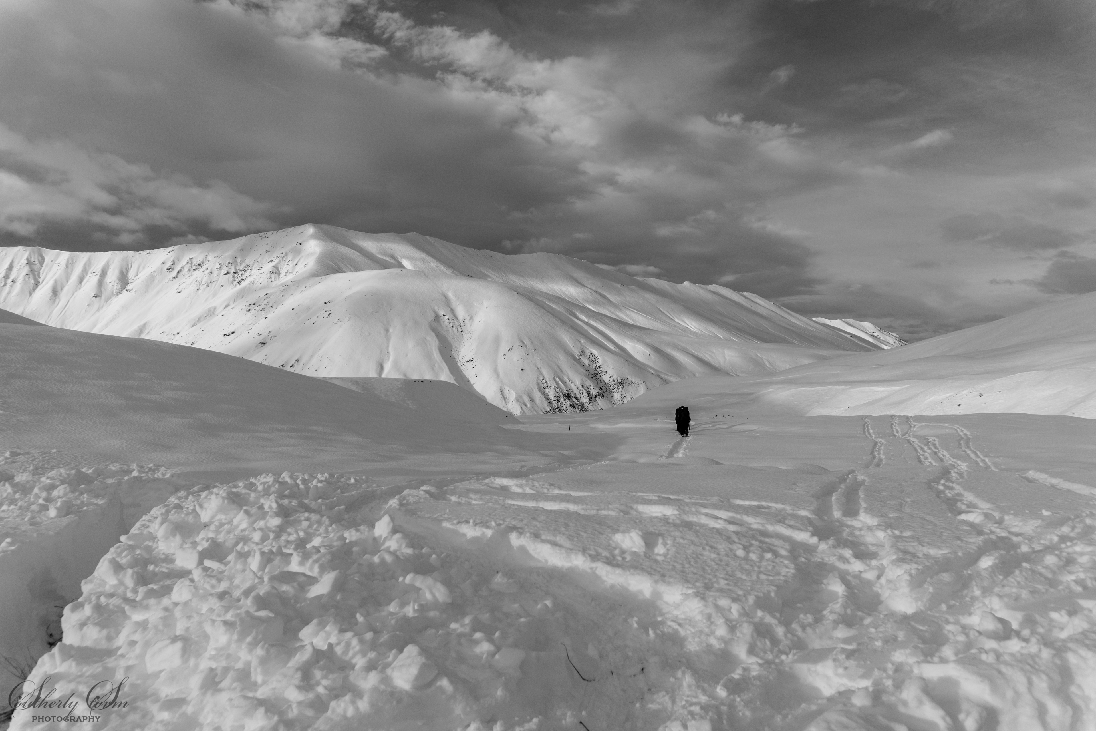 Ski tourer in the Two Thumb Range