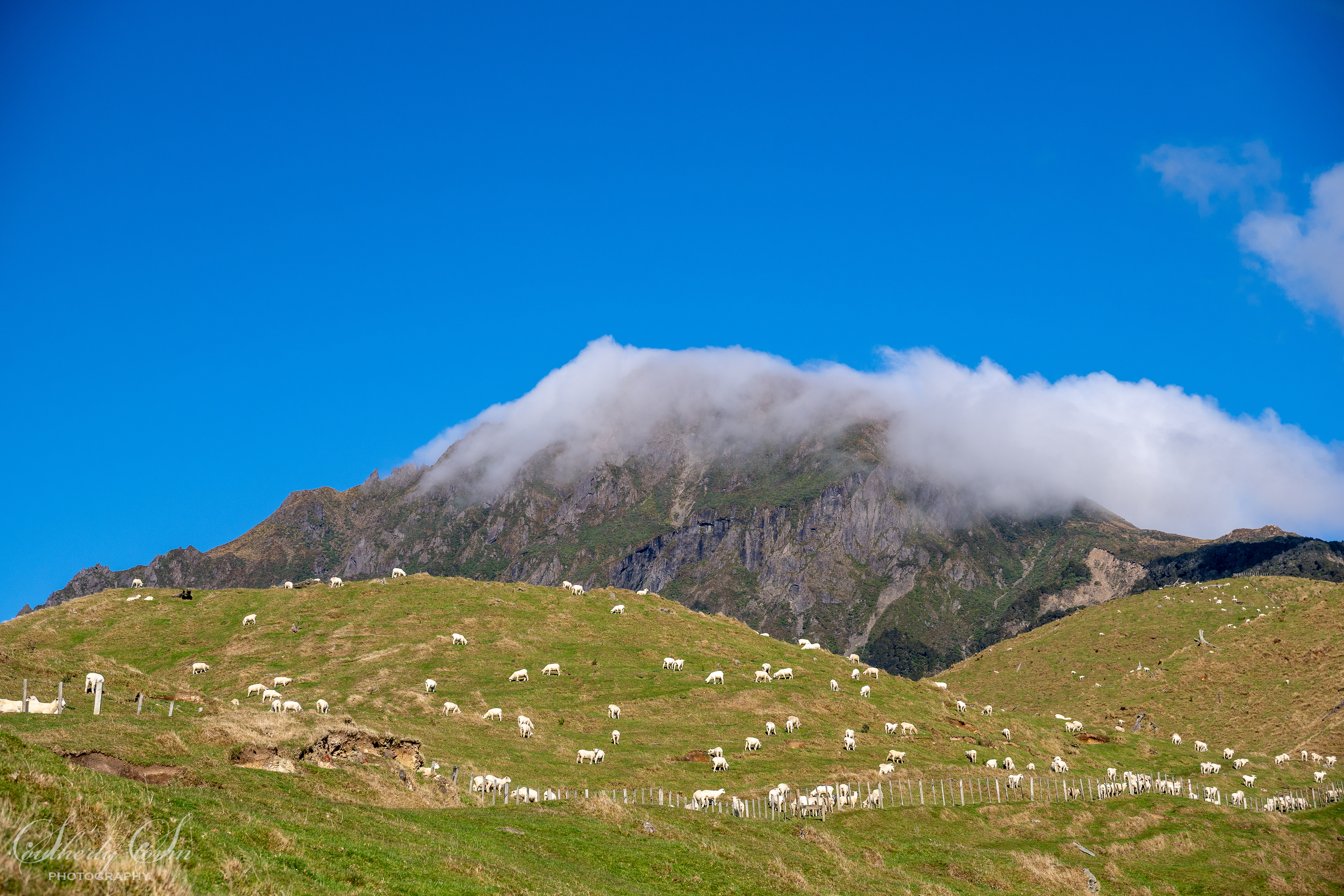 Mountain capped with clouds
