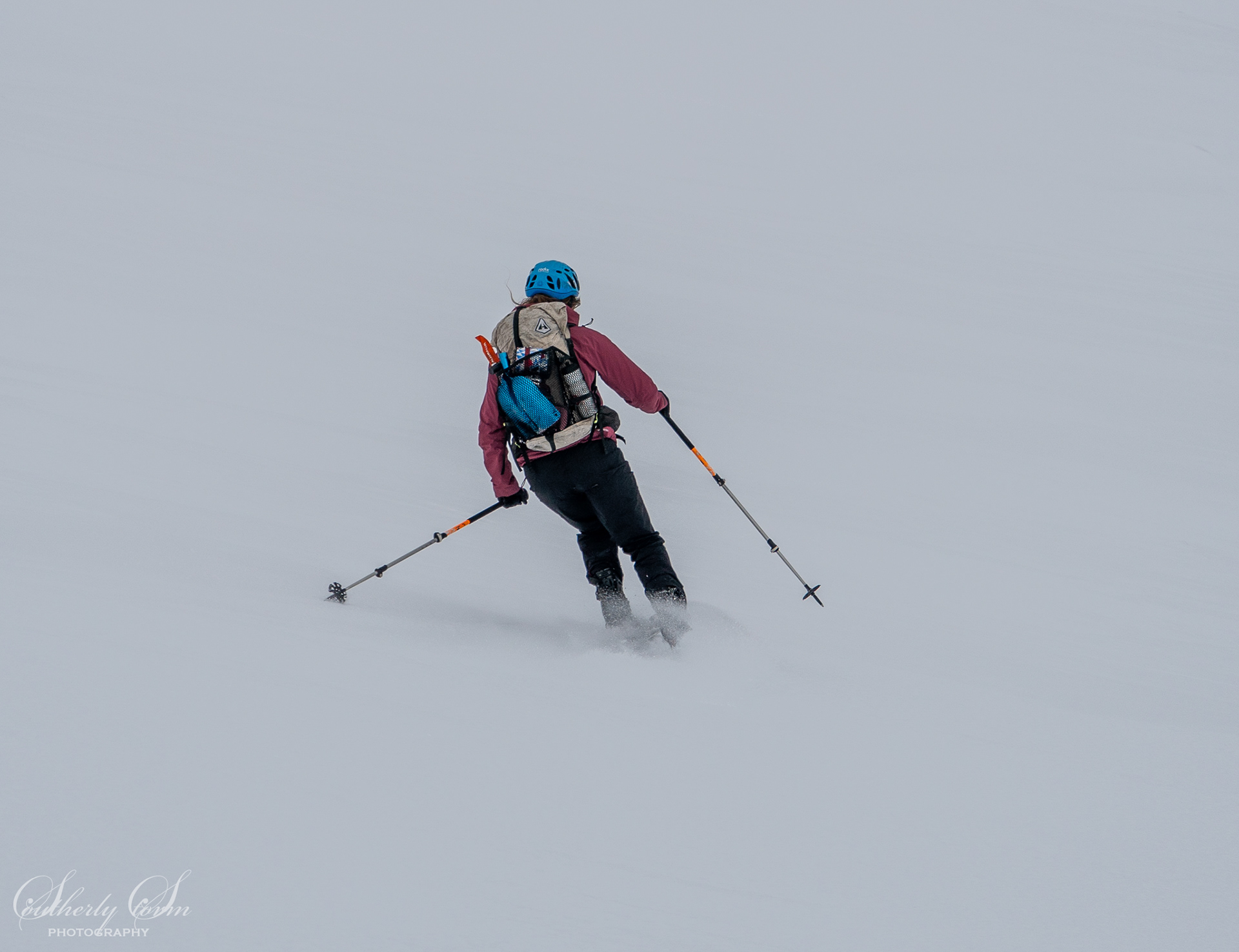 Emily Wilson skiing in the Pisa Range