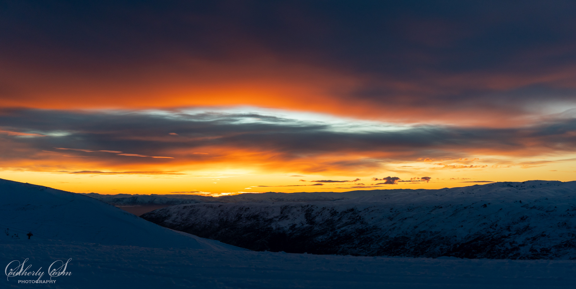 Sunrise looking at the Crown Range