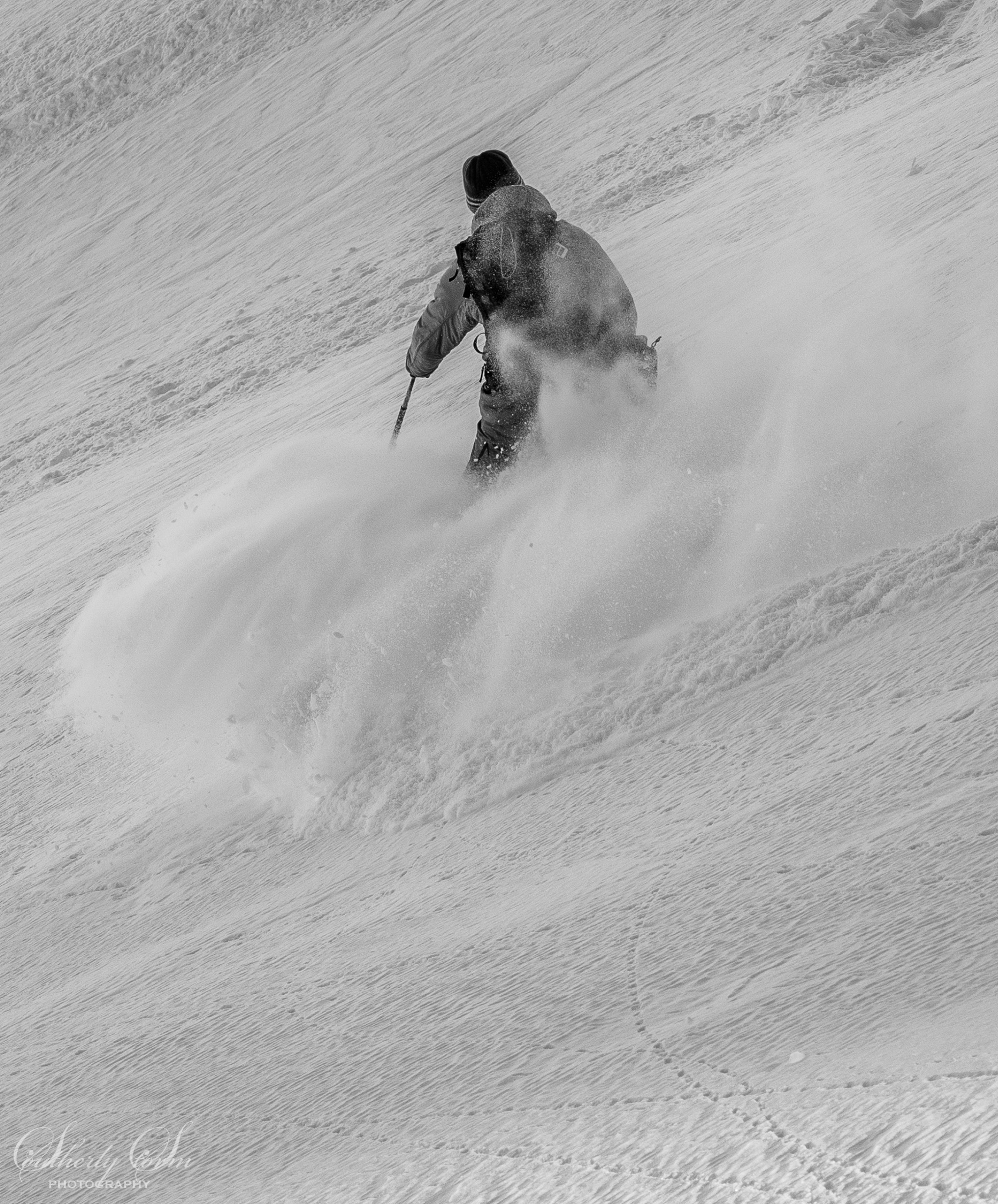 Skier in a powder puff