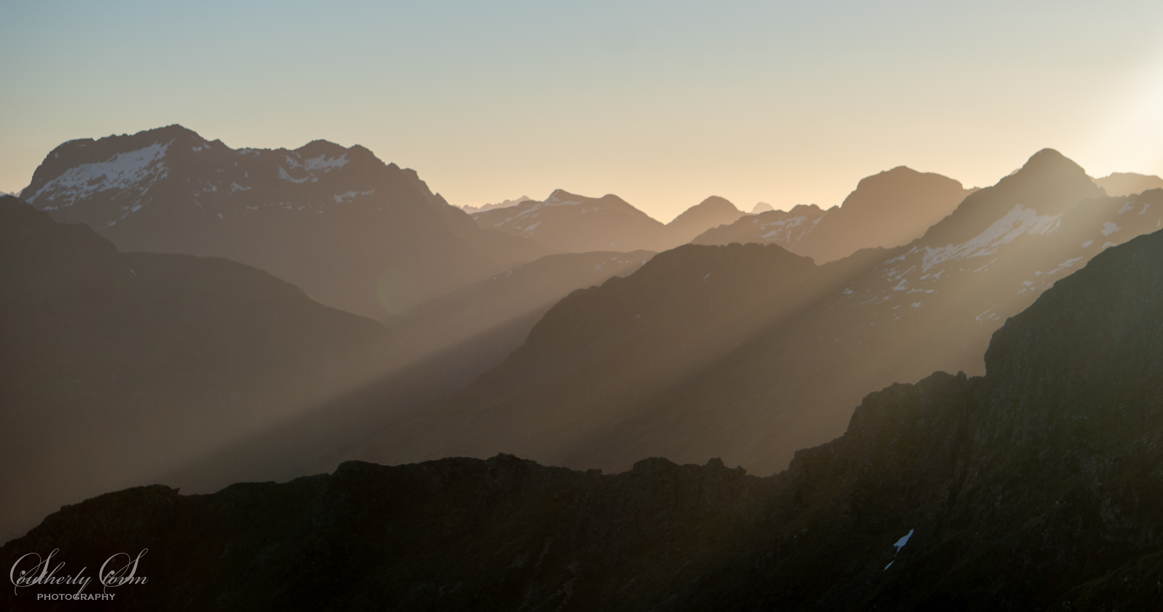 Beautiful evening light in the Murchison mountains