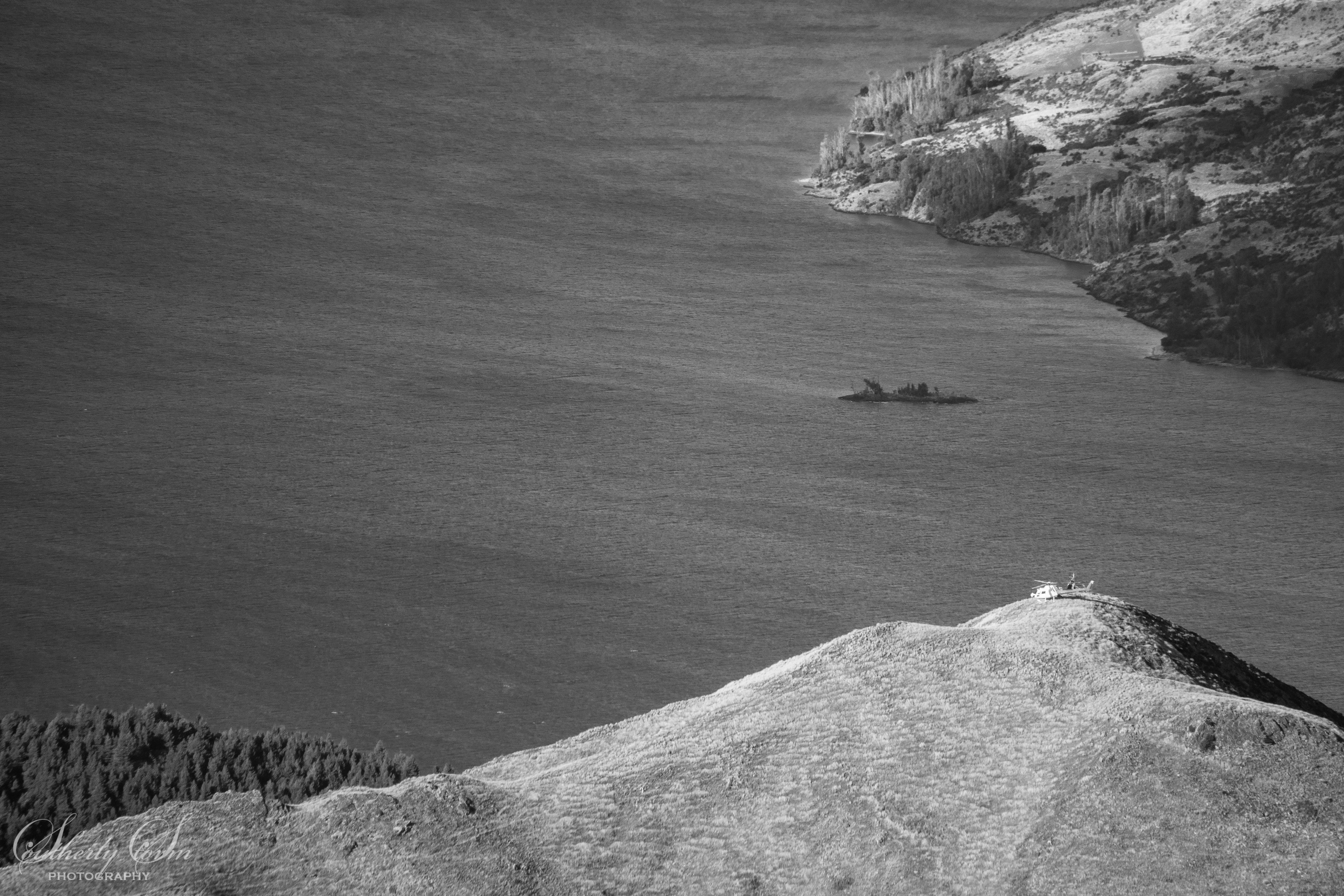 Black and White image of Hidden Island