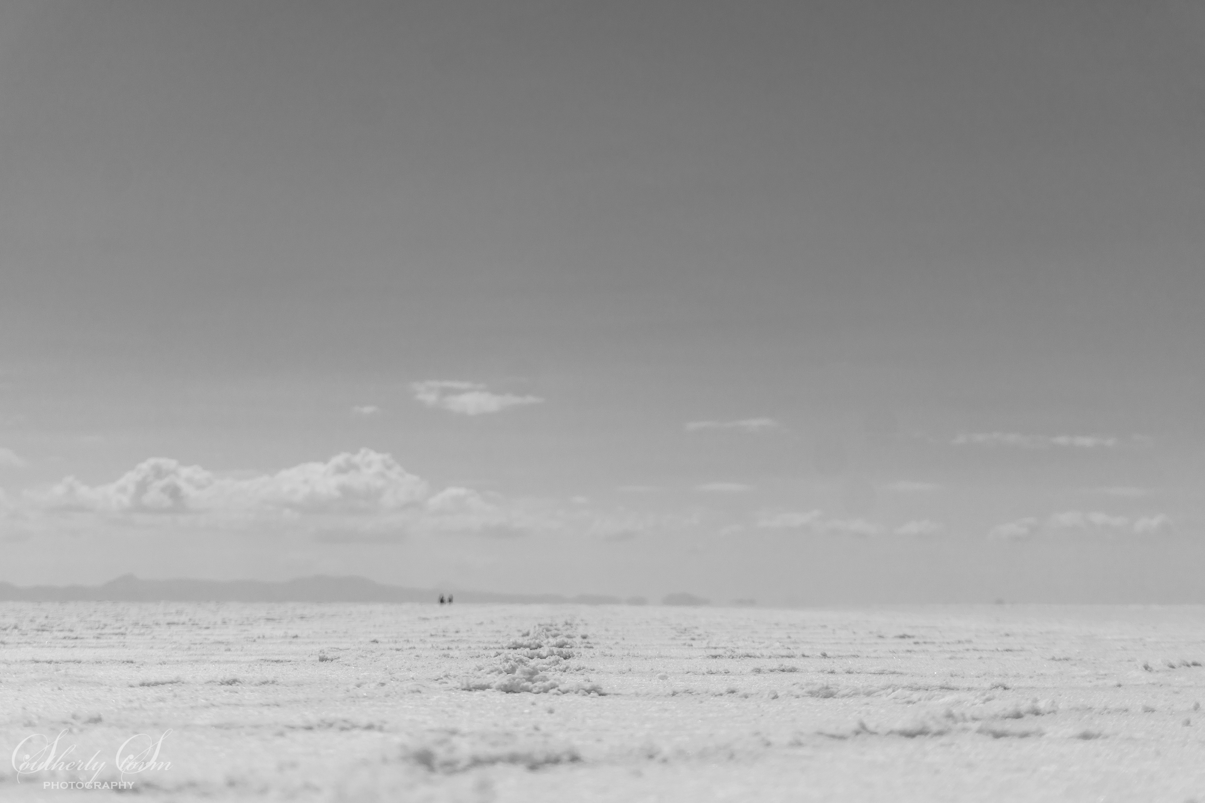 Salt flat in black and white