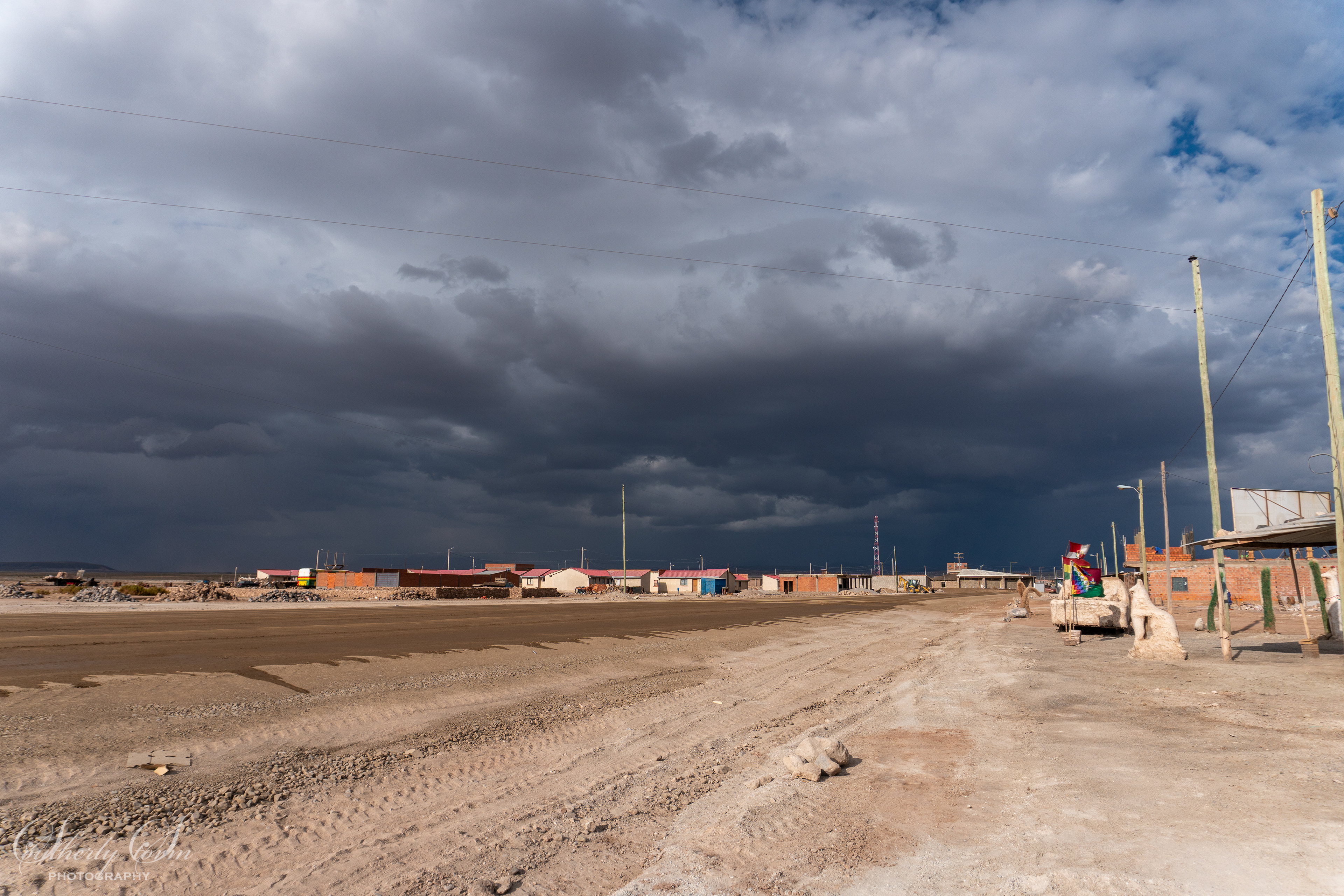 Storm clouds over a town in Bolivia