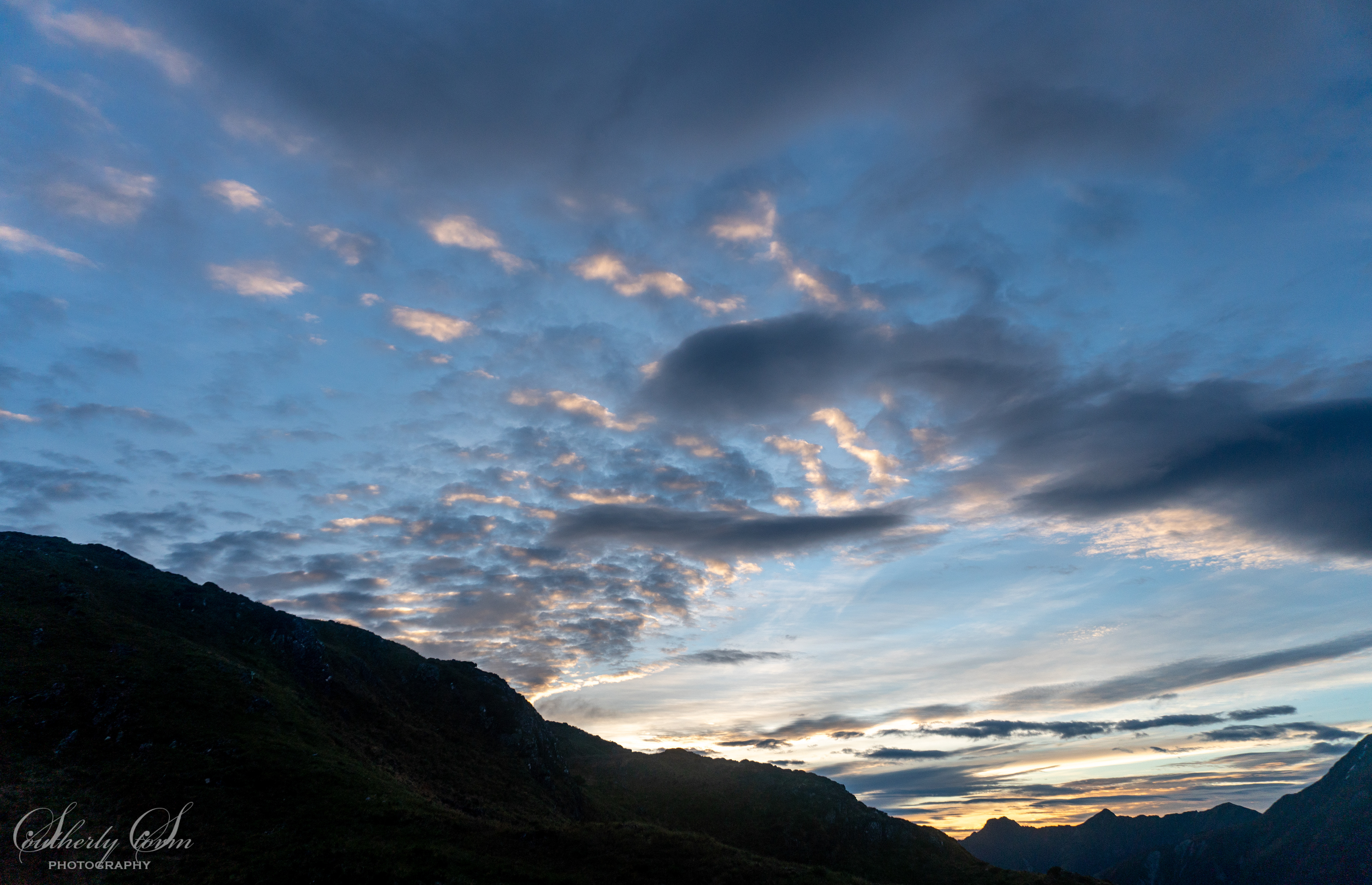 Interesting cloud features at sunset