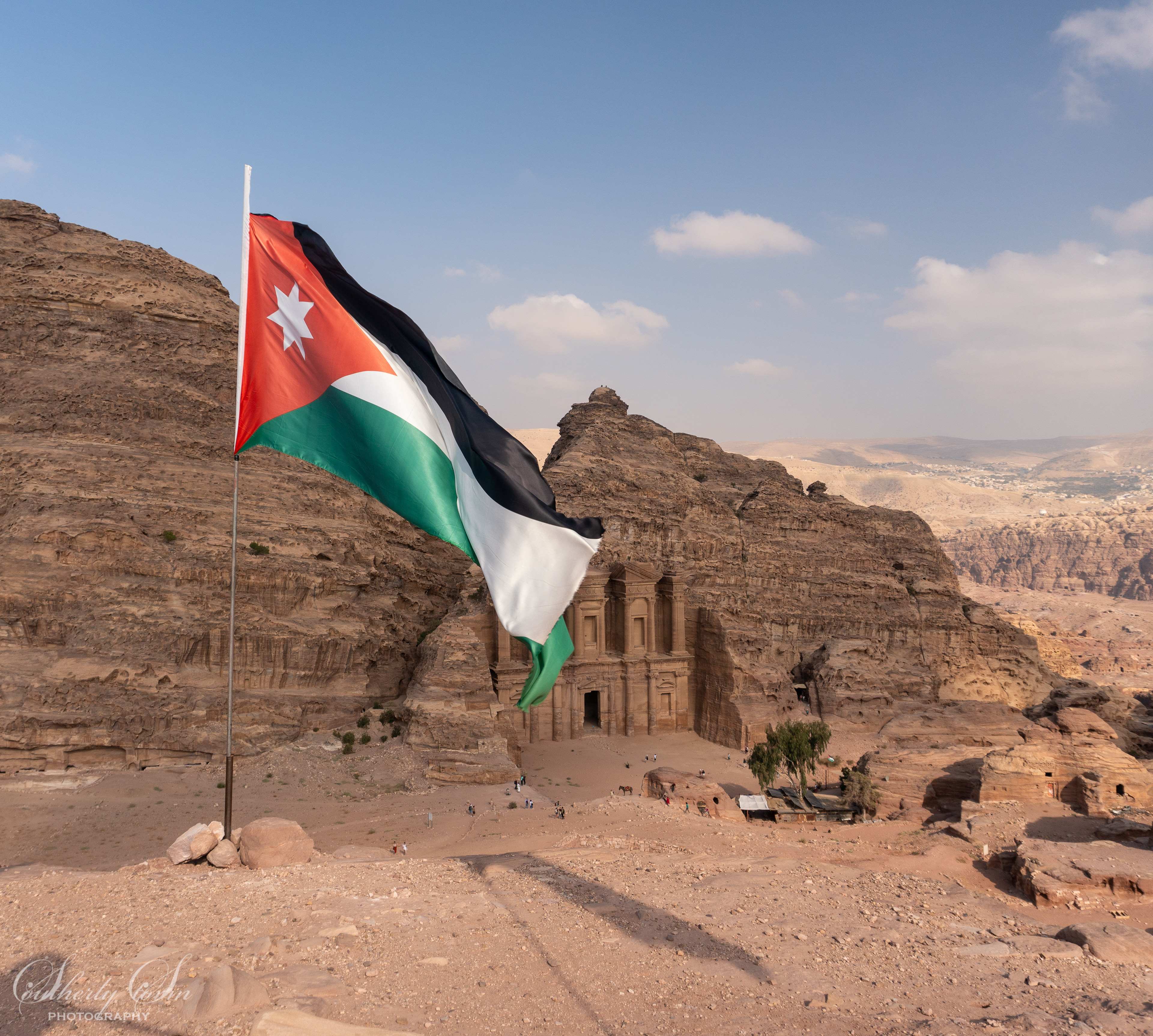 Monastery with the Jordanian flag