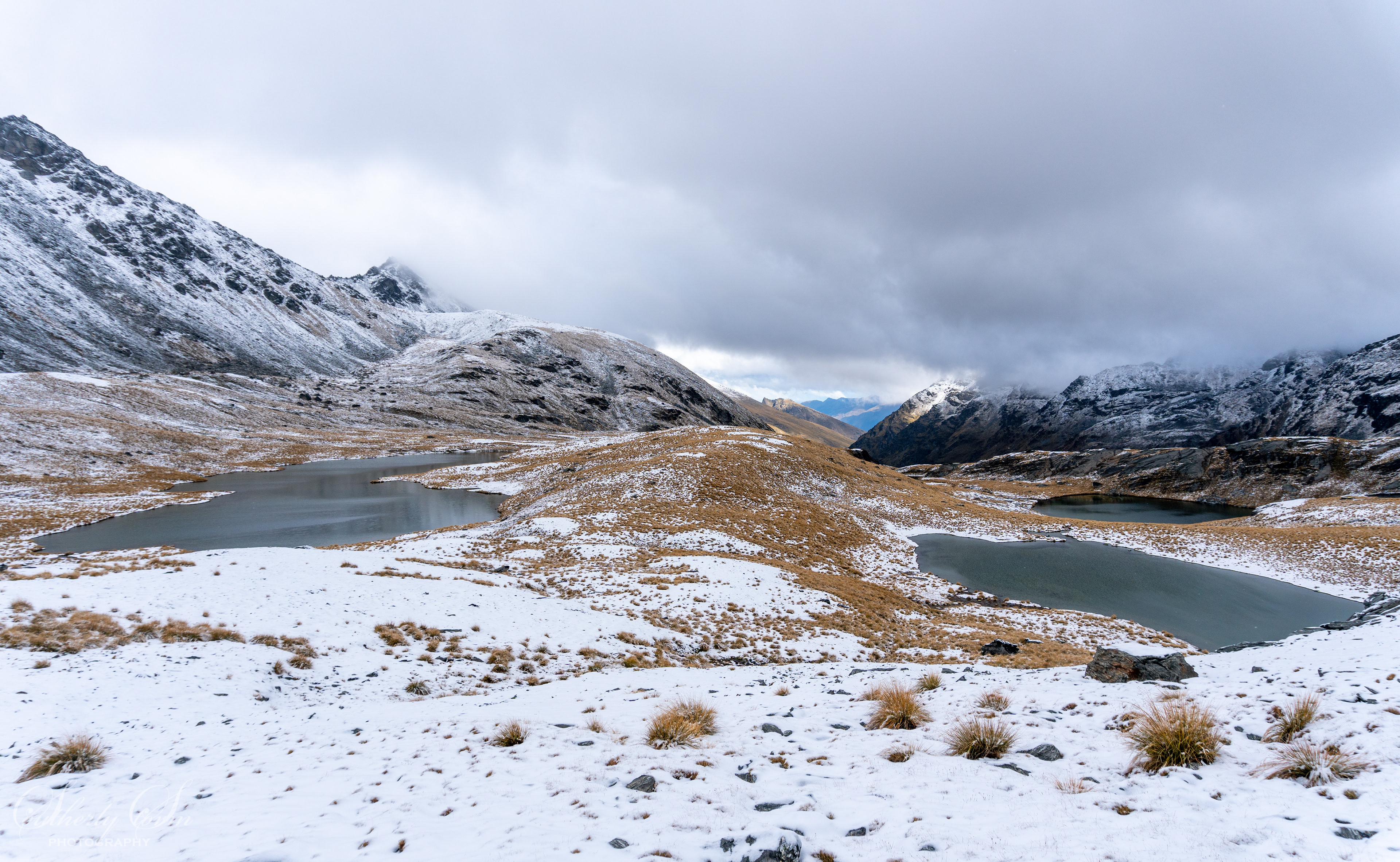 Lakes in the upper Wye Basin with a dusting of snow