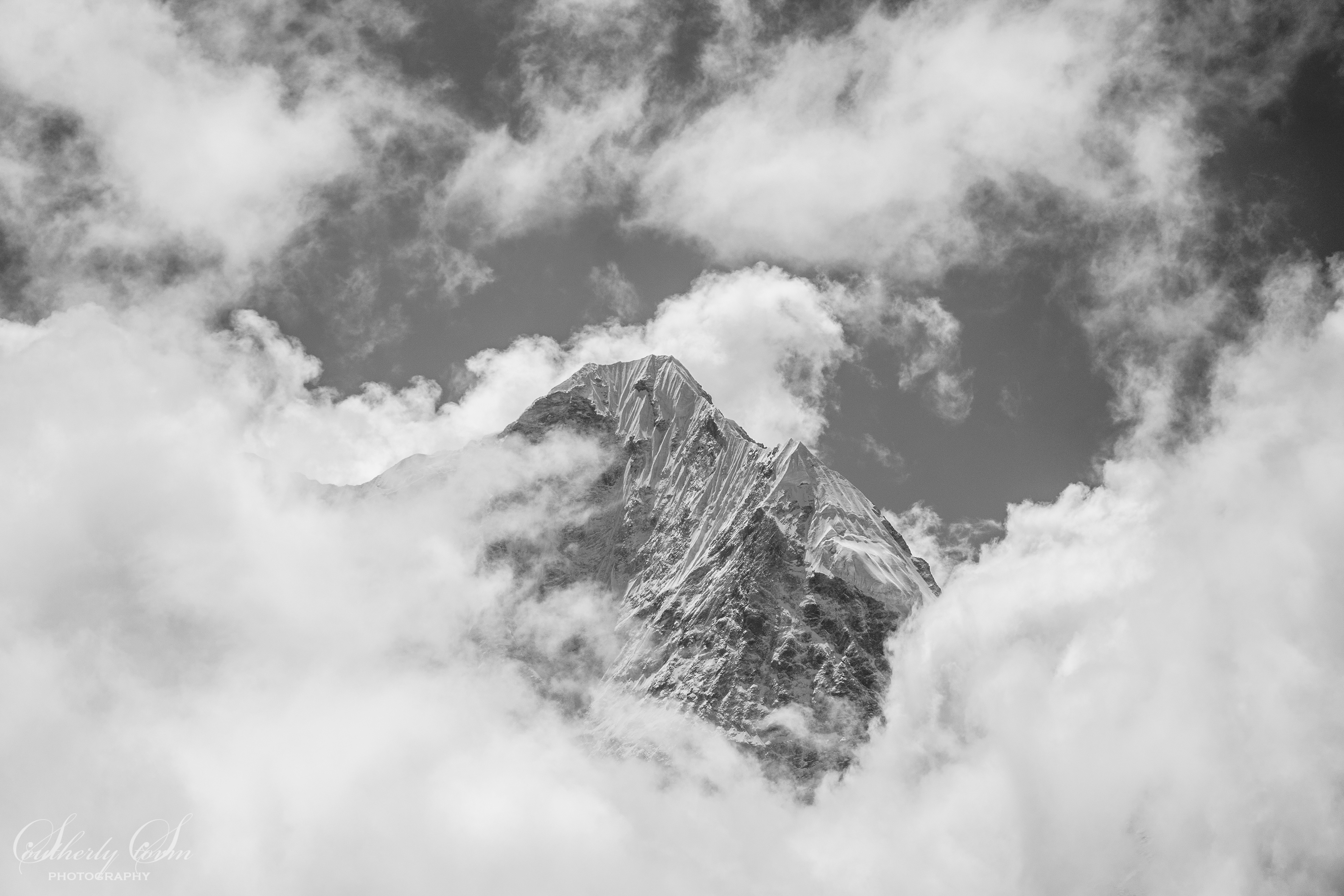 Mountains appearing through the clouds
