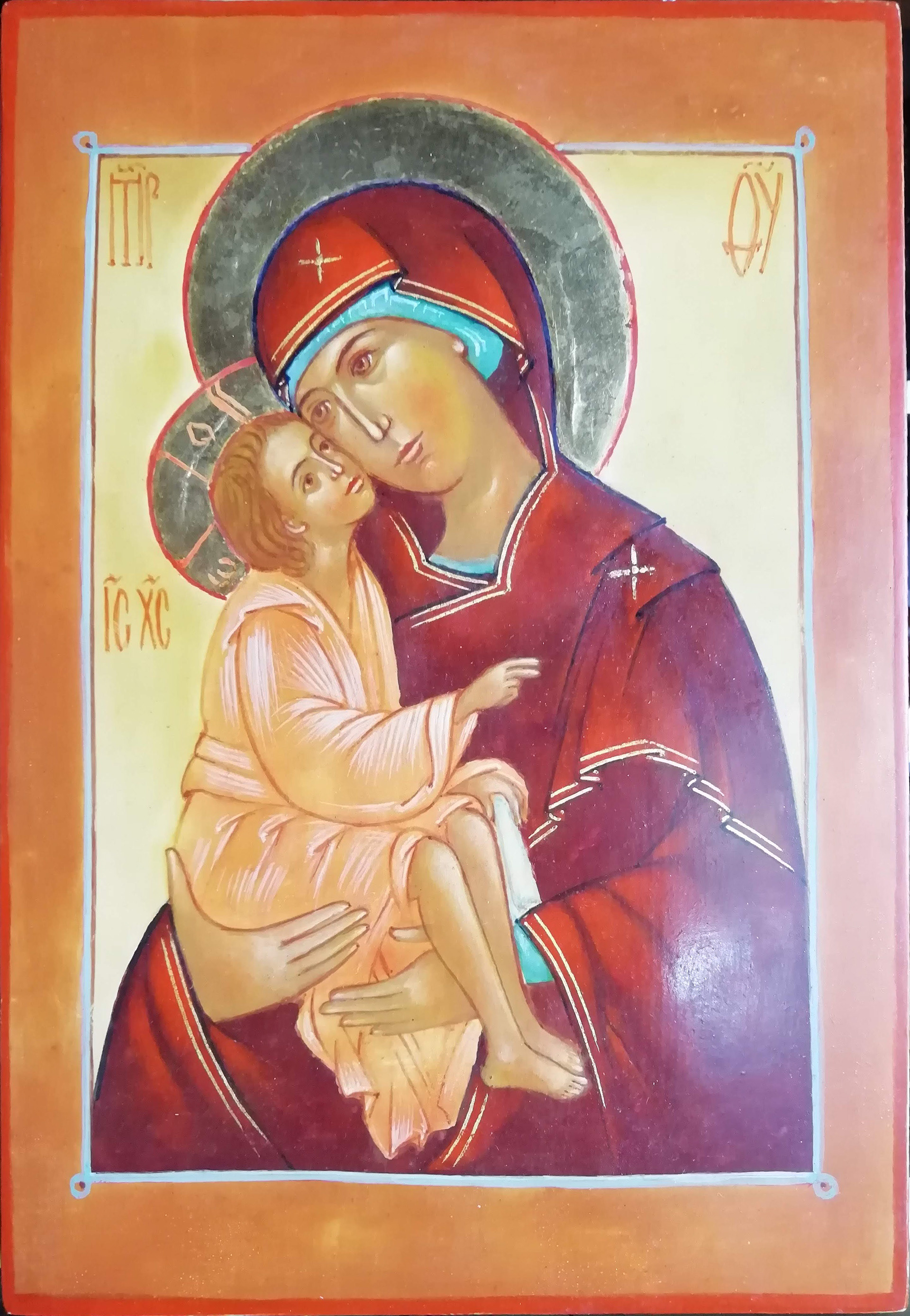 Hlg. Maria, Mutter Gottes Auf Deinen Armen trugest Du, Oh Gottgebärerin, die Hoffnung unserer Seelen 27 x 22 cm