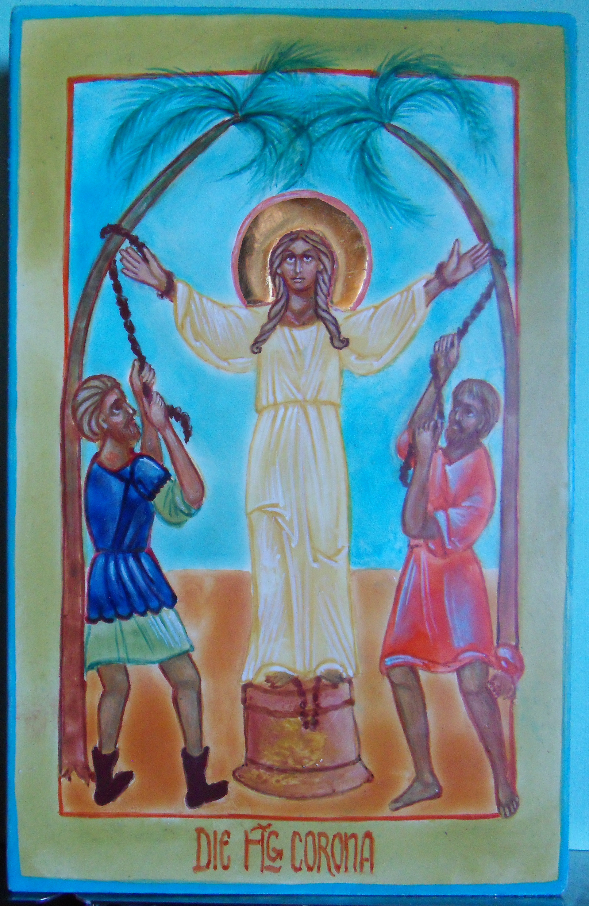 Die Heilige Corona behüte uns vor Seuche und Pandemie! Märtyrerin aus dem ~ 3. Jhd., wurde im Alter von 16 Jahren für ihre Glaubenstreue hingerichtet 22 x 14 cm