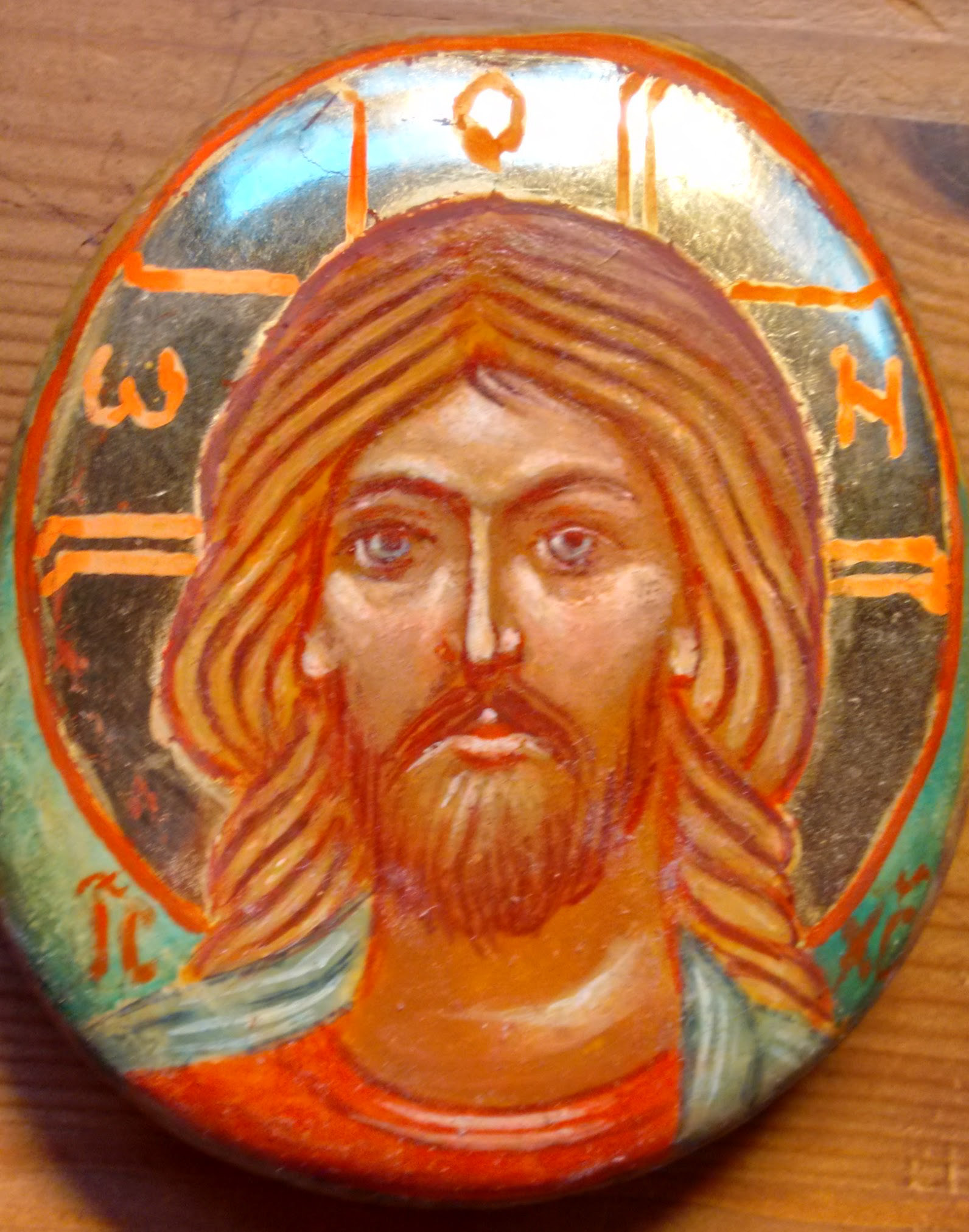 Christus auf einen Stein gemalt