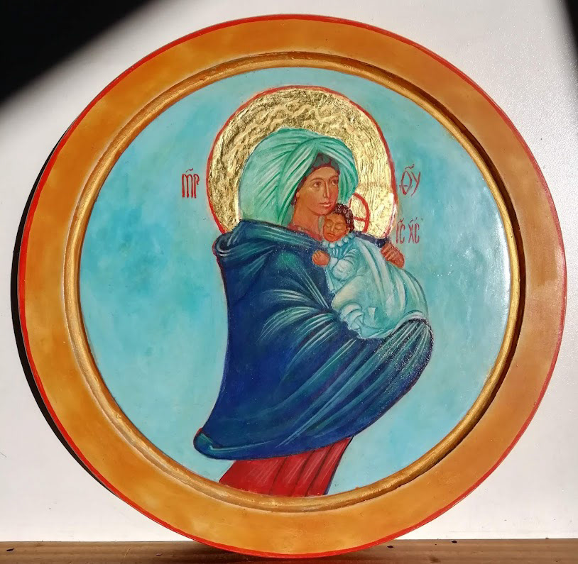 Maria mit dem Christus - Knaben, - eine sehr innige Schülerarbeit