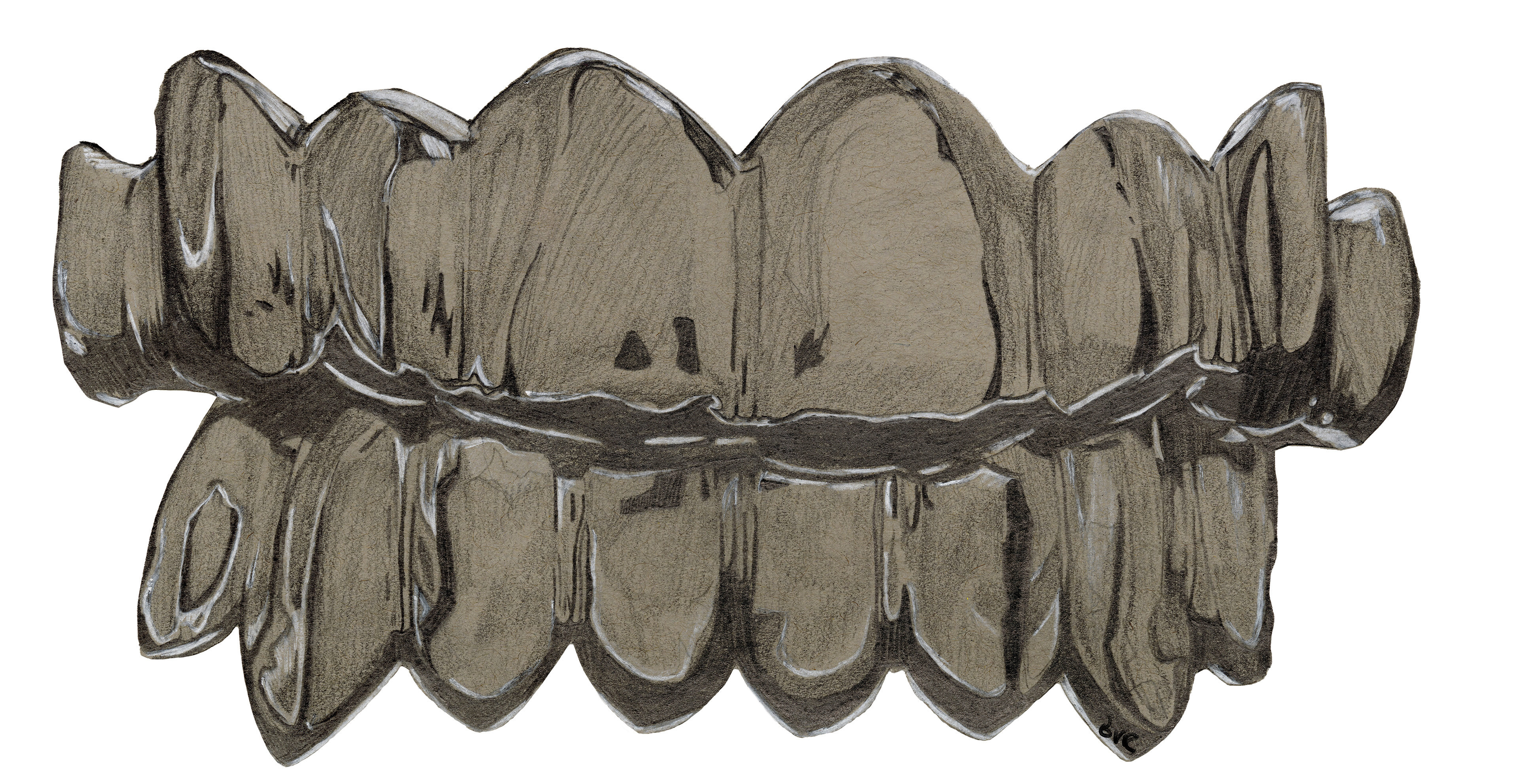 "Grill" 2022, 9x4.75" (Graphite on Toned Paper)