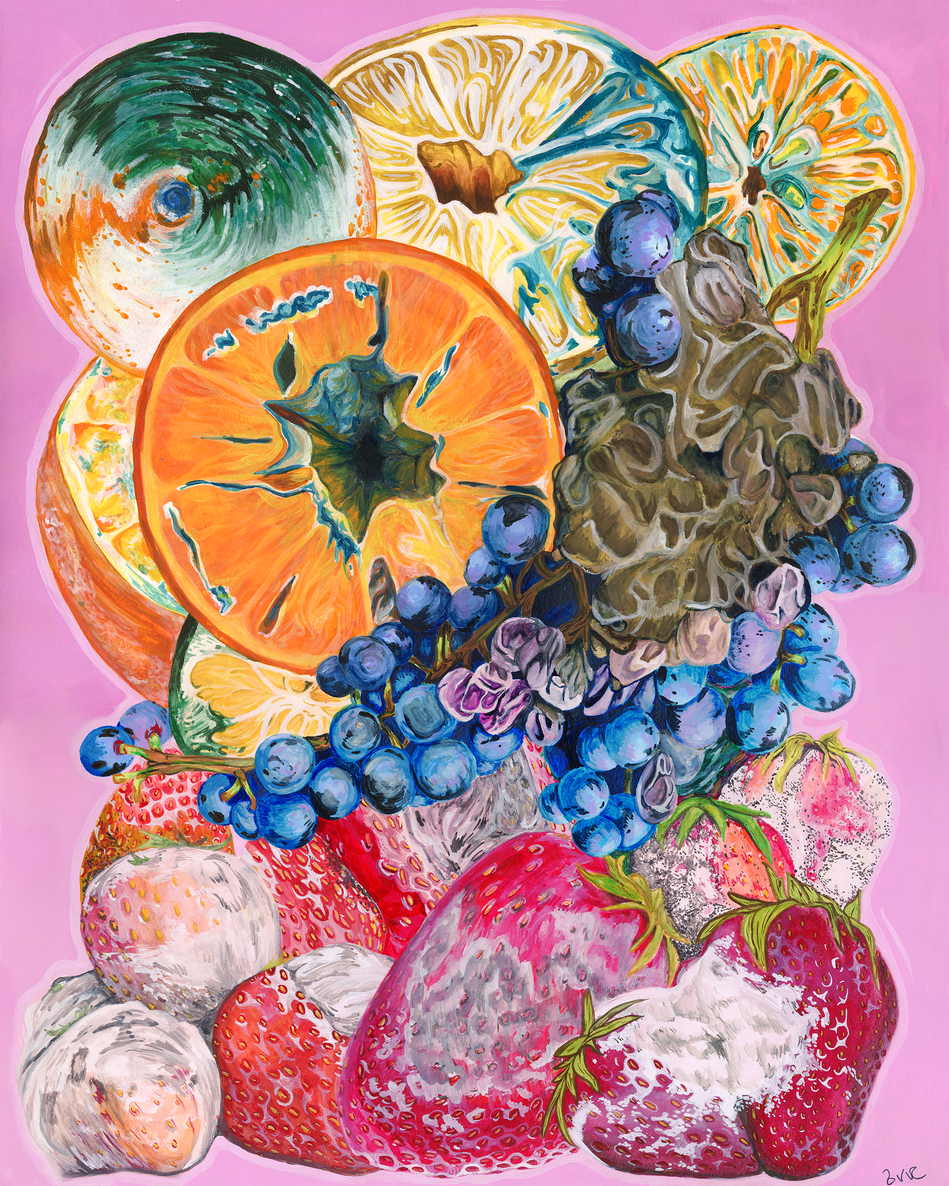 "One Bite" February 2025, 16x20" (Gouache)