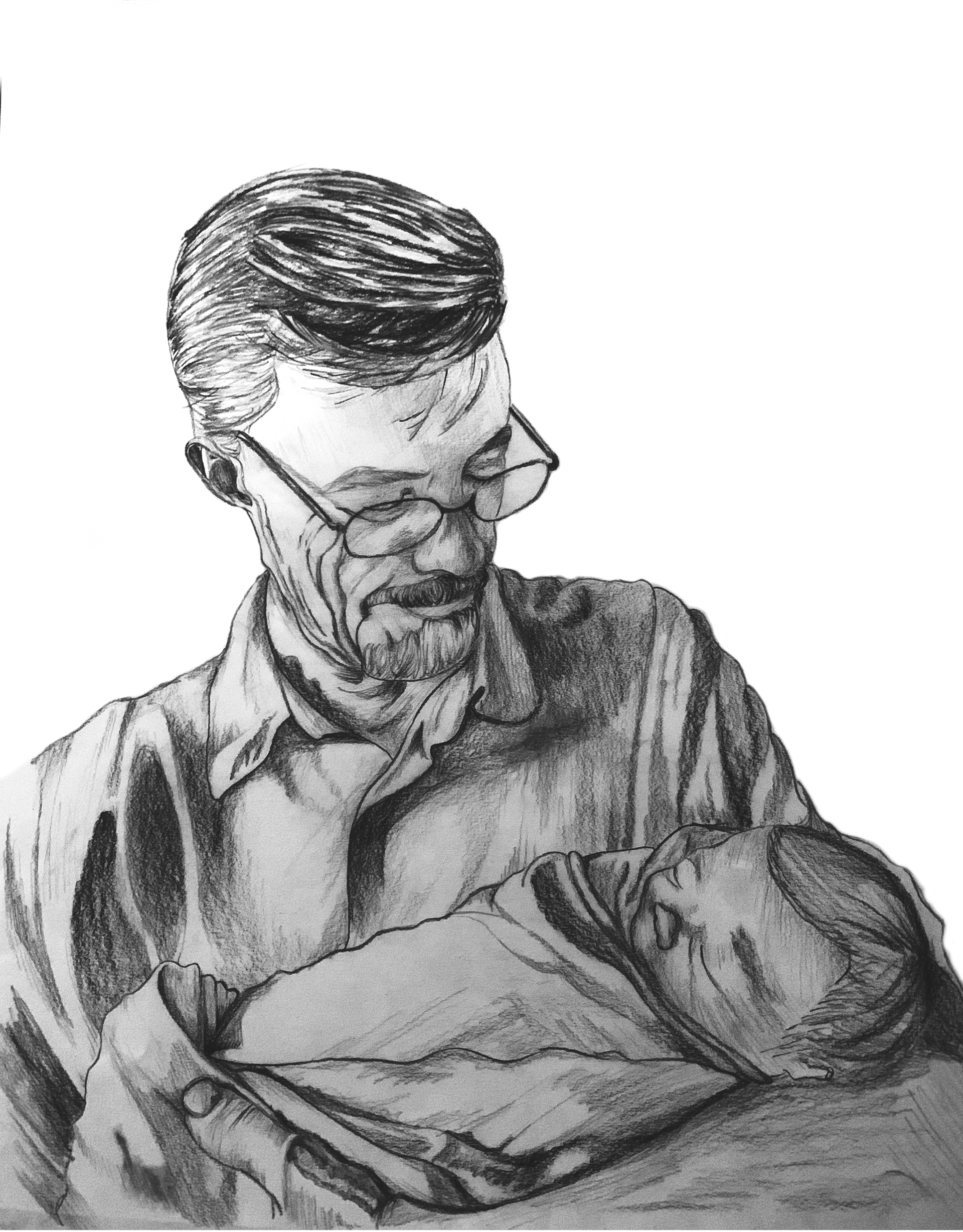 "Ode to Isaac" 2023, 13.75x17" (Charcoal)