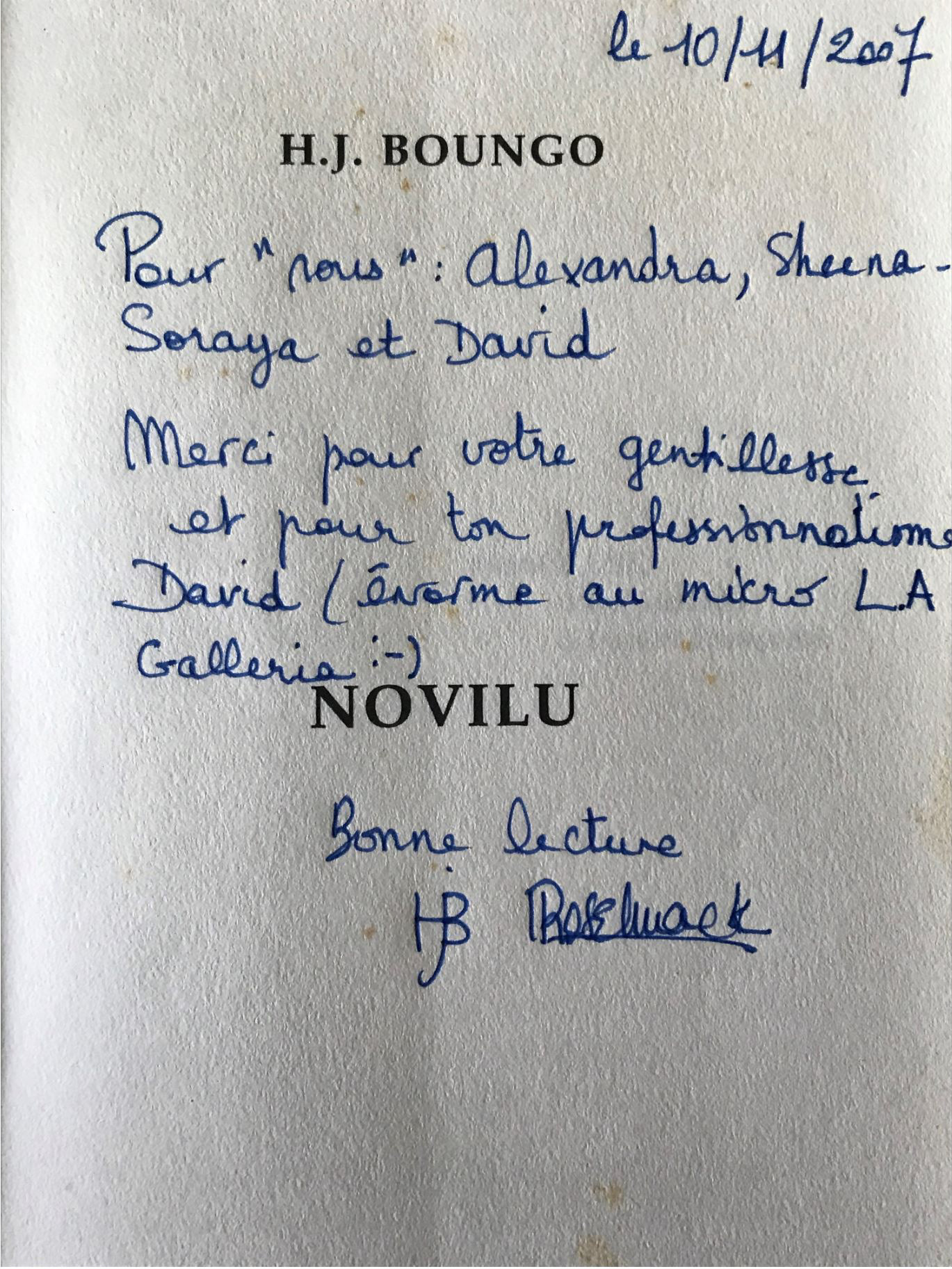 Novilu signé par Harry Roselmack 