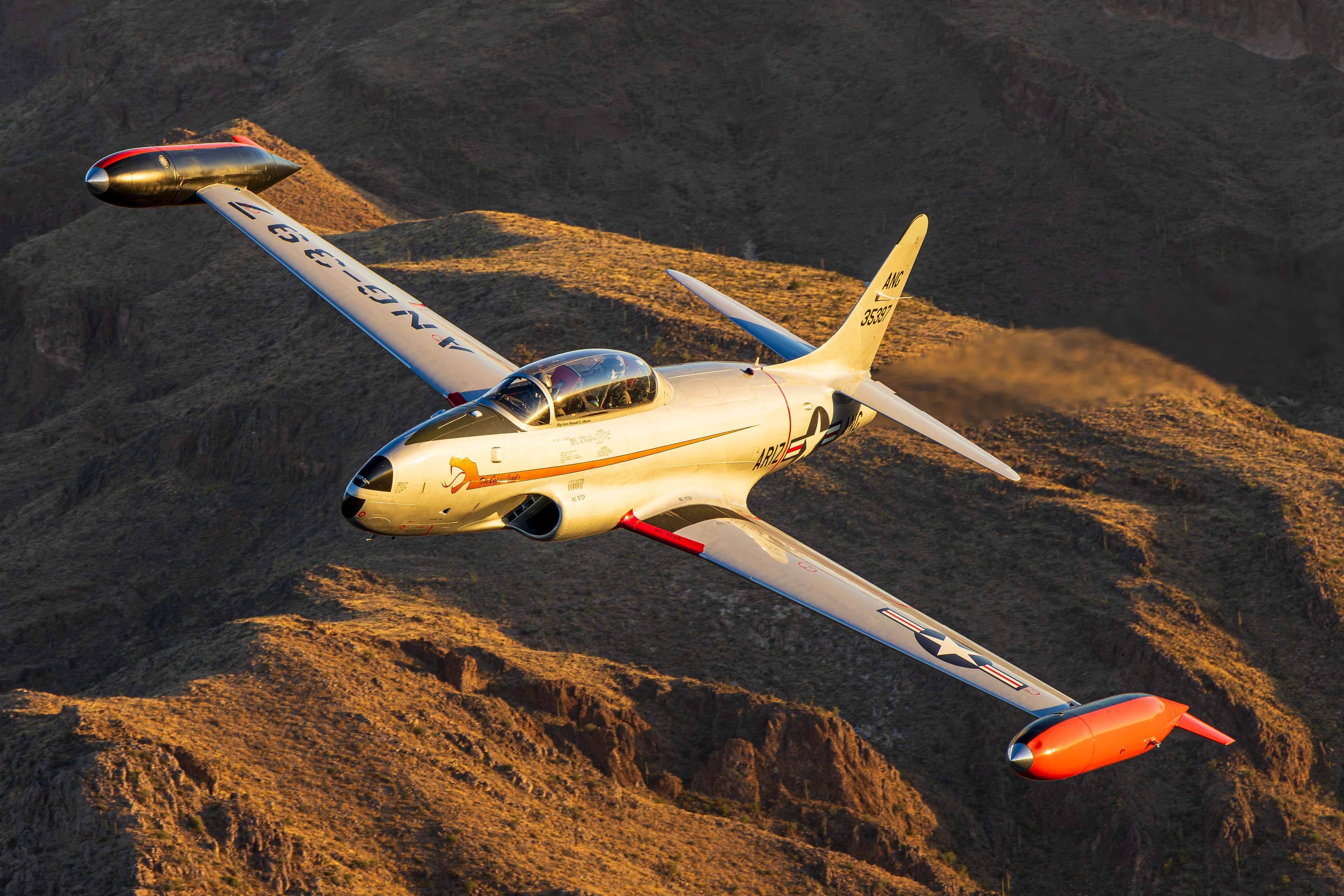 N161AZ Canadair CT-133 Silver Star Arizona Air National Guard air to air over the Superstition Mountains Arizona