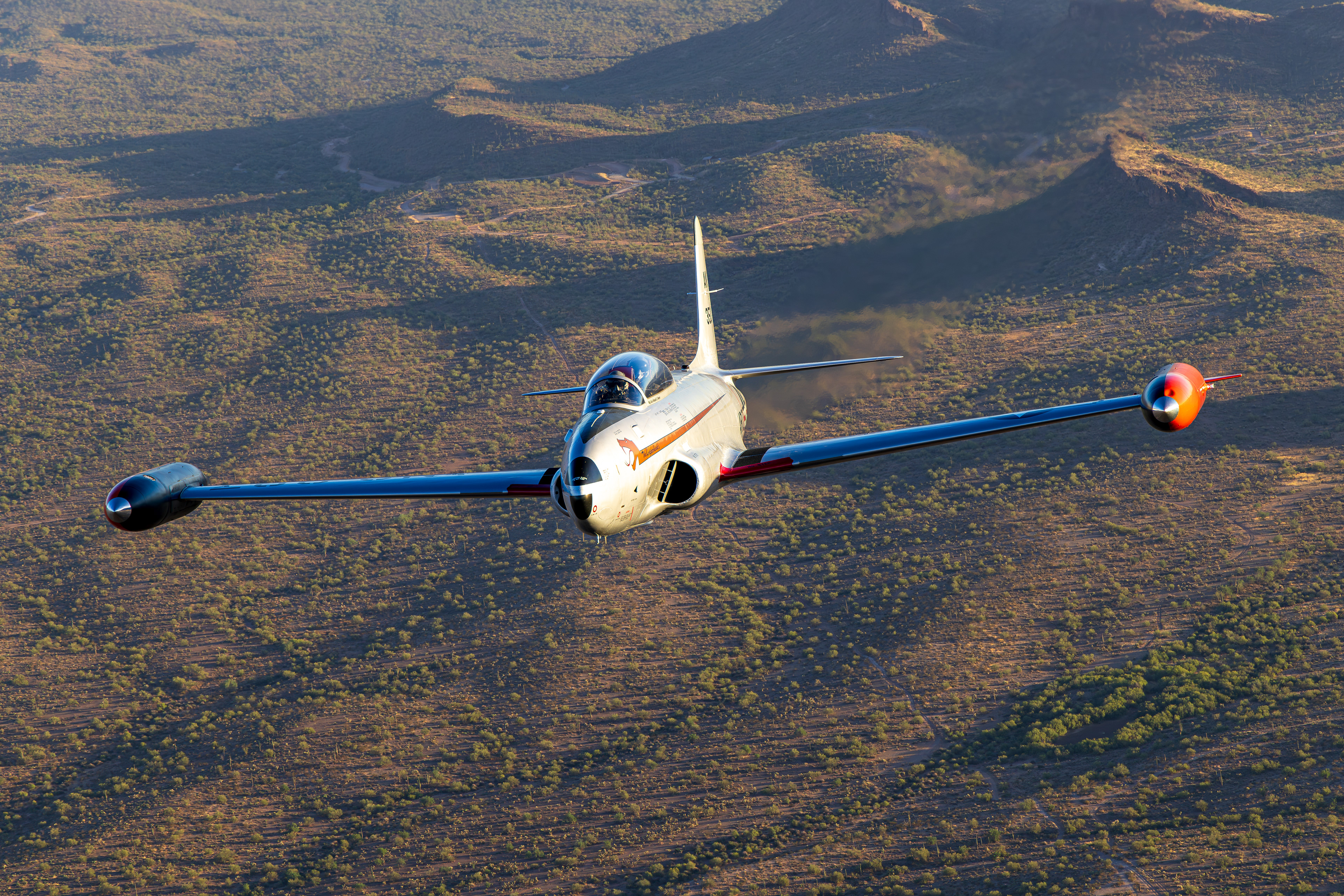 N161AZ Canadair CT-133 Silver Star Arizona Air National Guard air to air over the Superstition Mountains Arizona