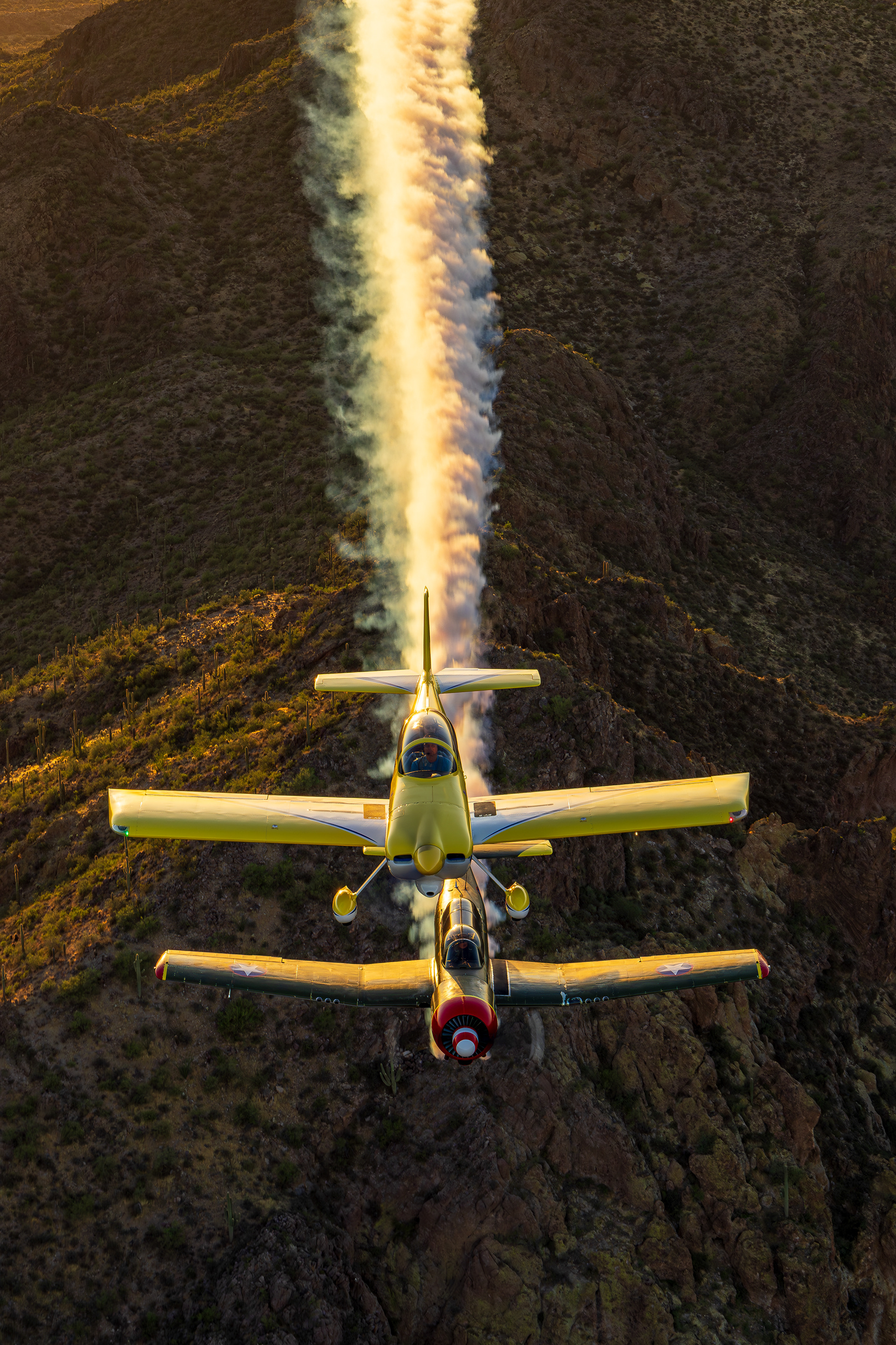 N469WT NANCHANG CHINA CJ-6A and N283CB Van's RV-8 air to air over the Superstition Mountains Arizona