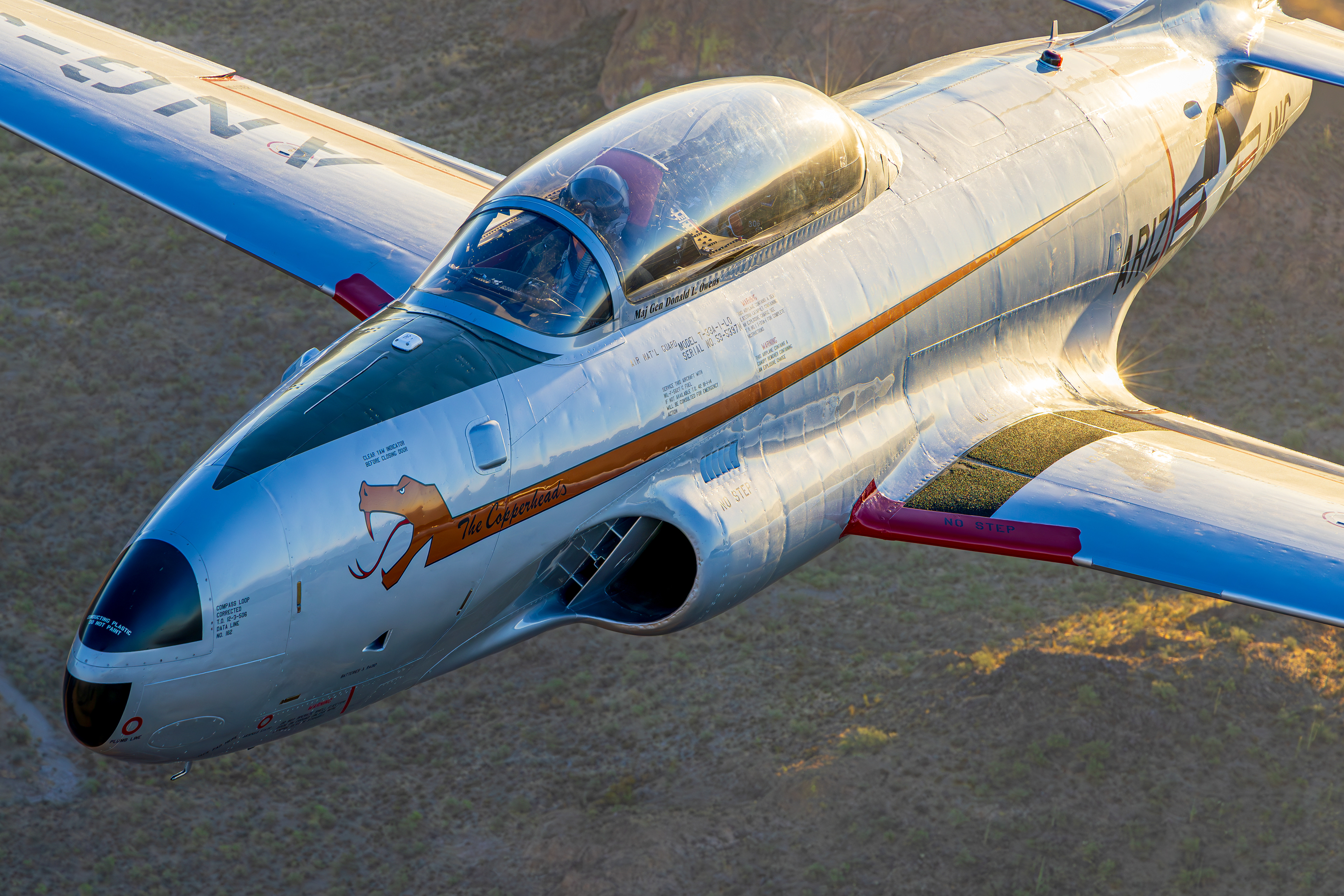 N161AZ Canadair CT-133 Silver Star Arizona Air National Guard air to air over the Superstition Mountains Arizona
