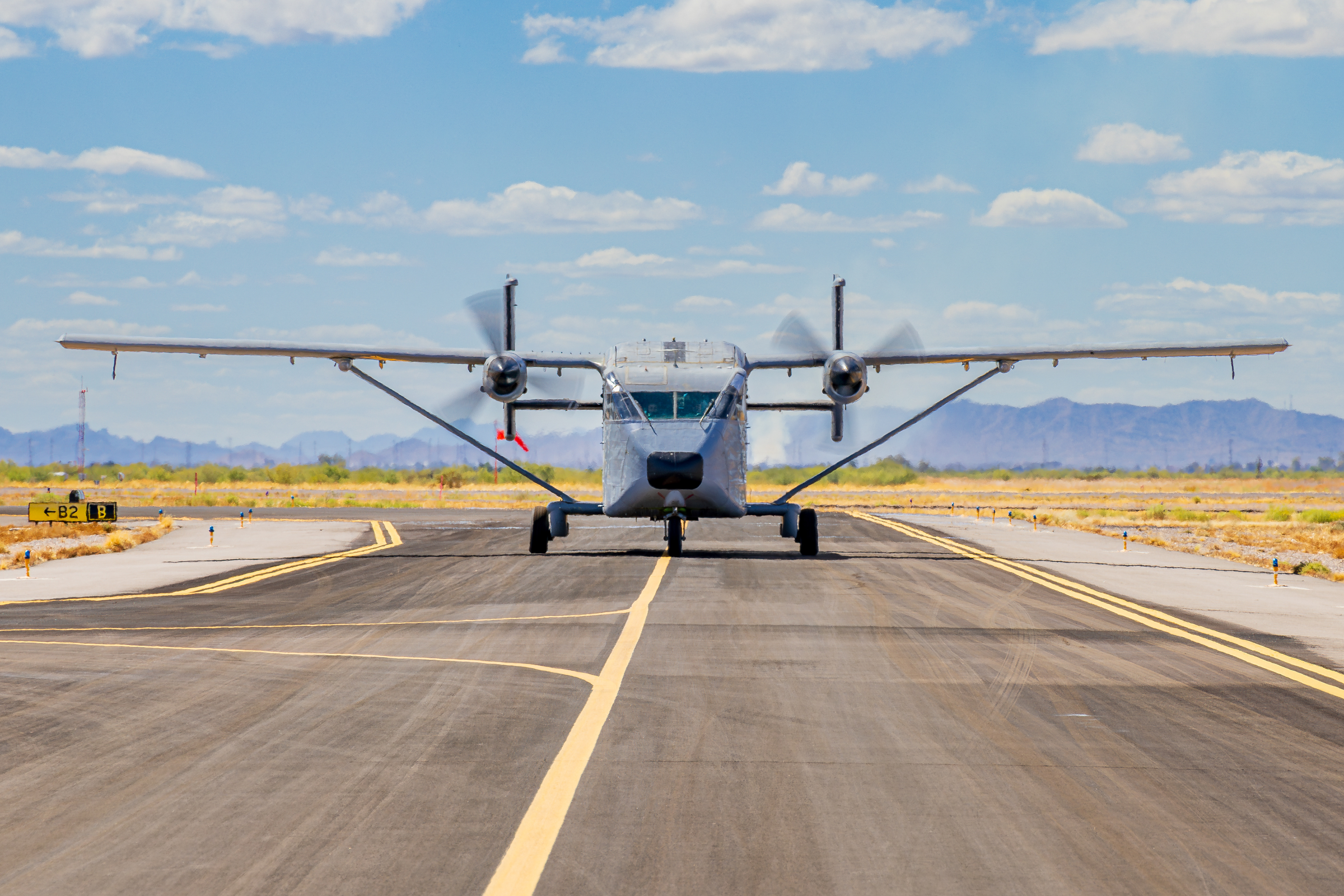 Short Skyvan taxing out at Coolidge Municipal Airport Arizona