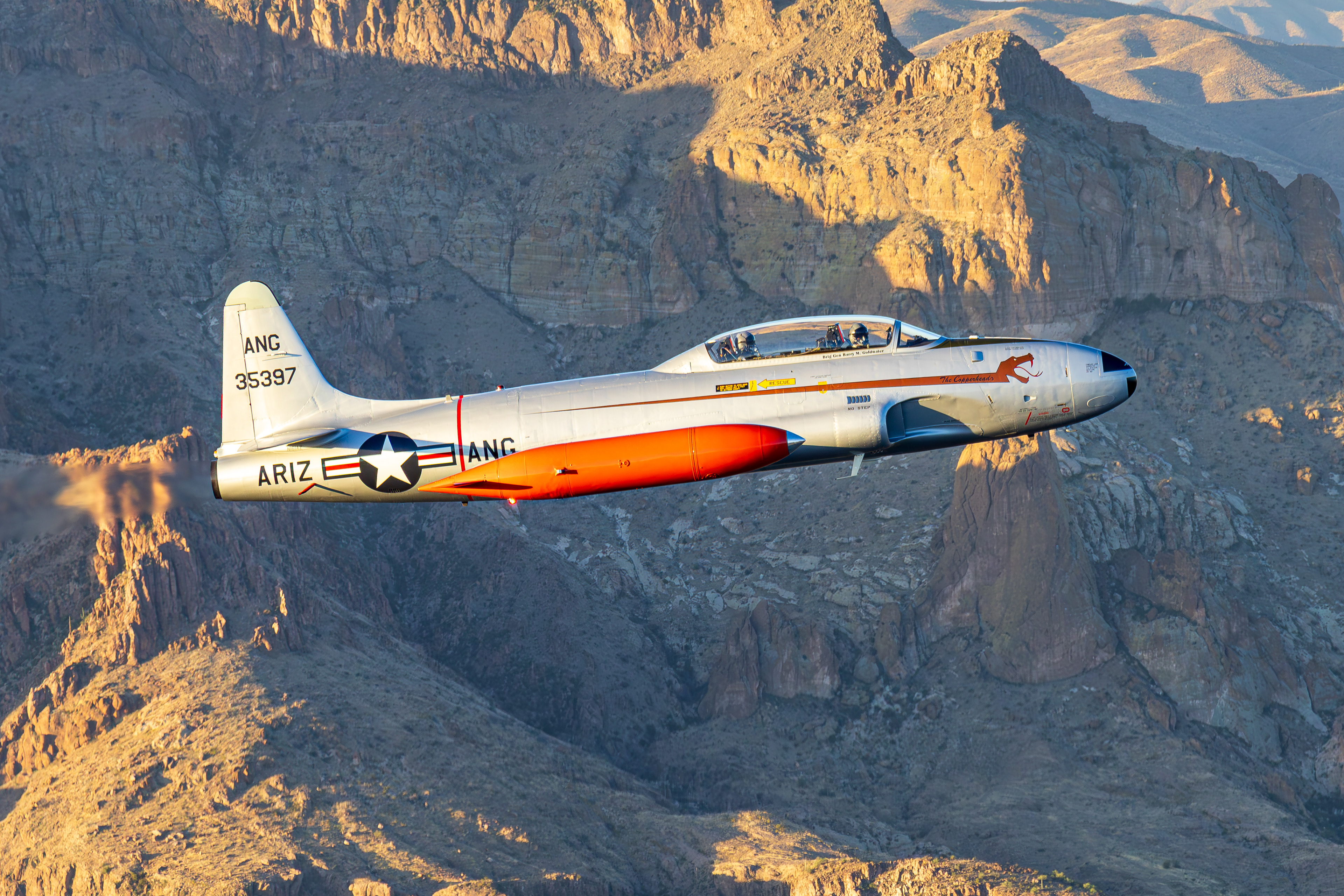 N161AZ Canadair CT-133 Silver Star Arizona Air National Guard air to air over the Superstition Mountains Arizona