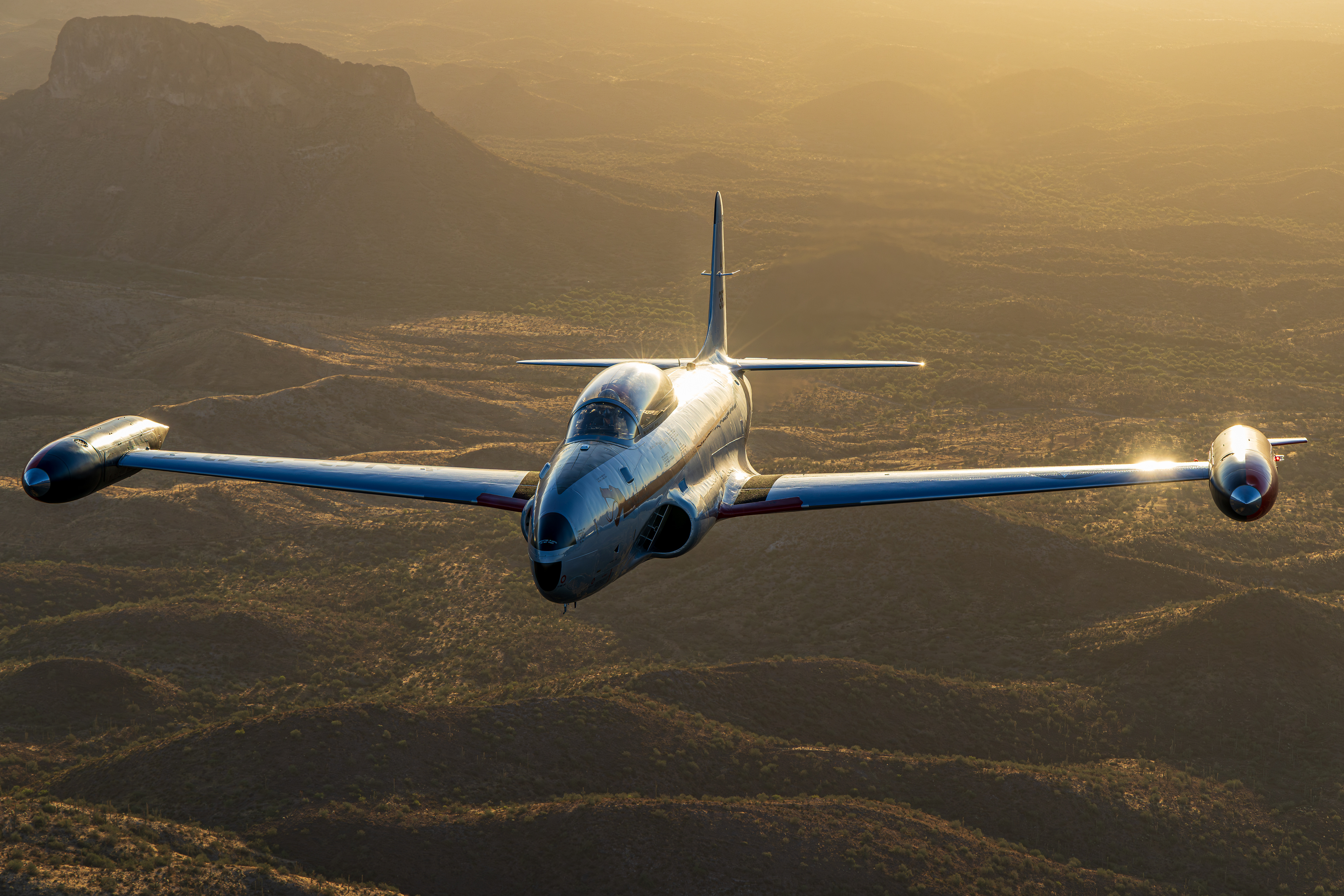 N161AZ Canadair CT-133 Silver Star Arizona Air National Guard air to air over the Superstition Mountains Arizona