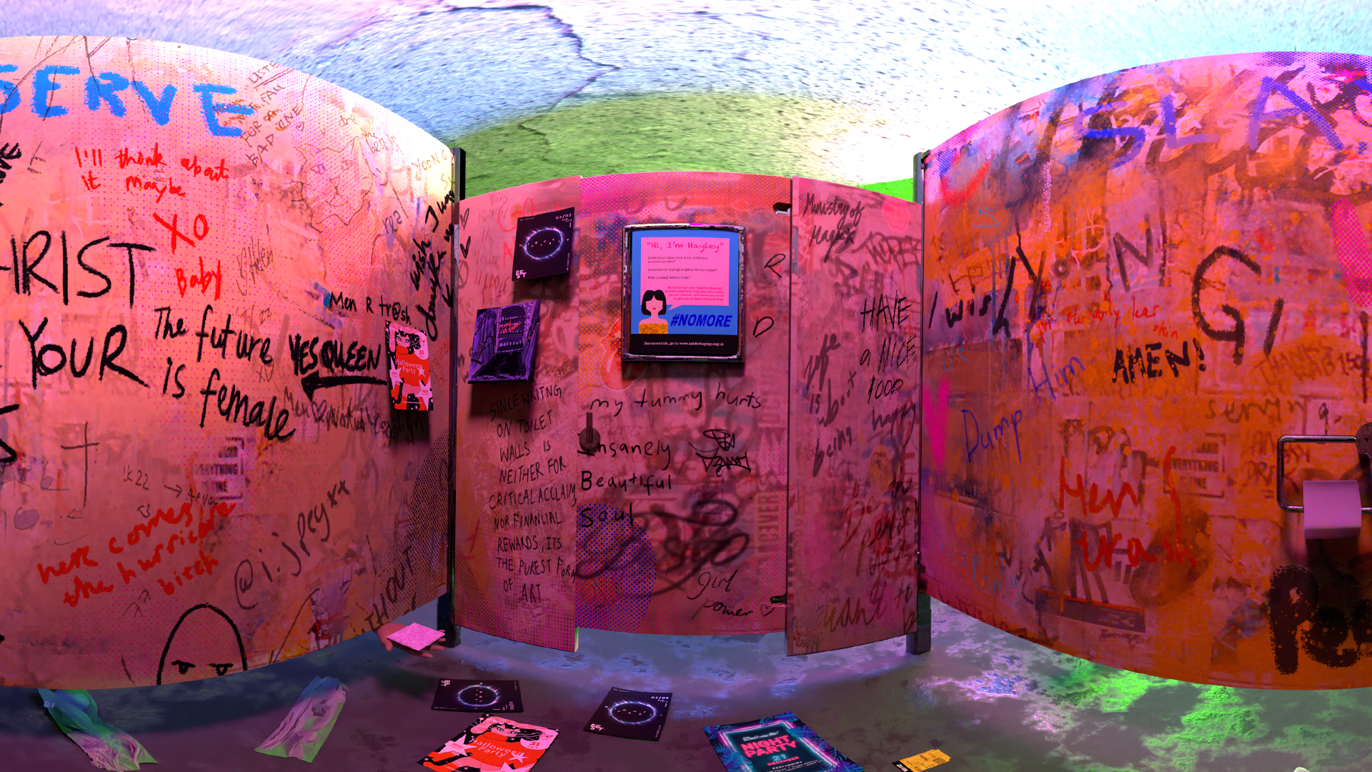 3D modelled and textured club toilet cubicle