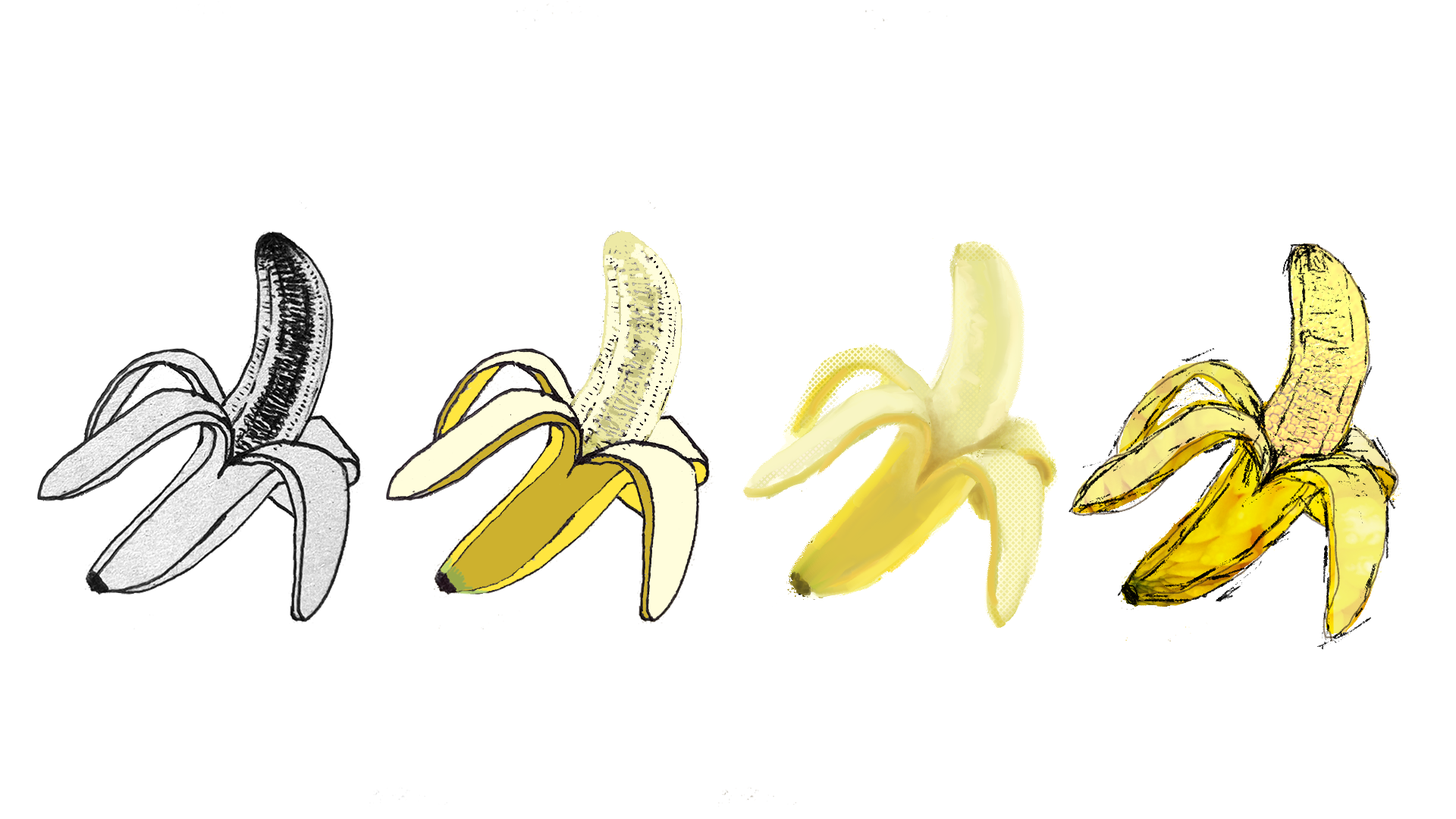 Banana icon in 4 art styles