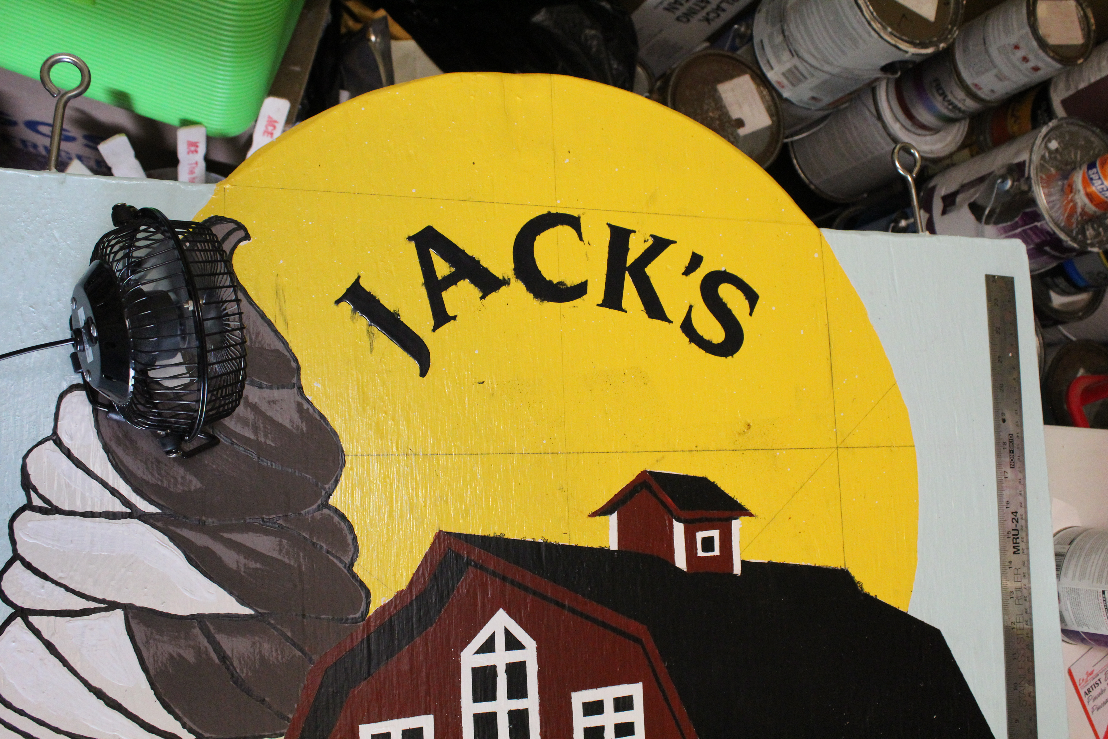 The stencil was never perfect on rough surfaces like wood. Each letter was touched up with an artist brush. after removing the stencil.