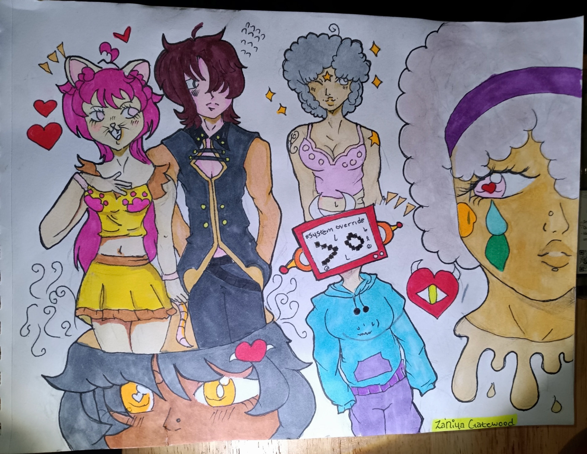 Za'Niya Gatewood - Using pencil and marker, Za'Niya has created an anime inspired collage of characters.