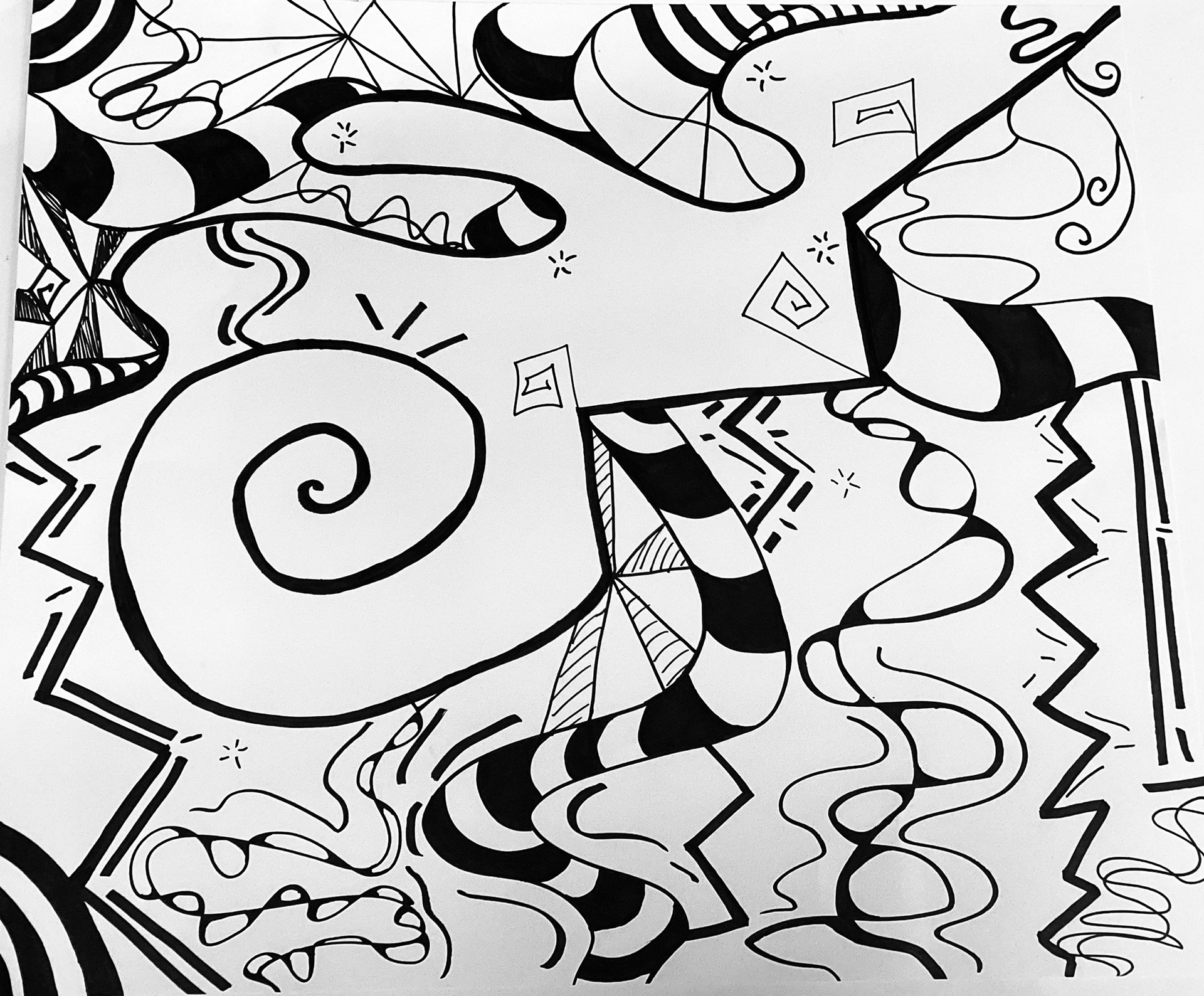 Kamora Flores Line and Movement Drawing in Sharpie