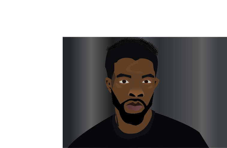 Brianna Hartwell A Digital Portrait of Chadwick Boseman created in Adobe Illustrator.